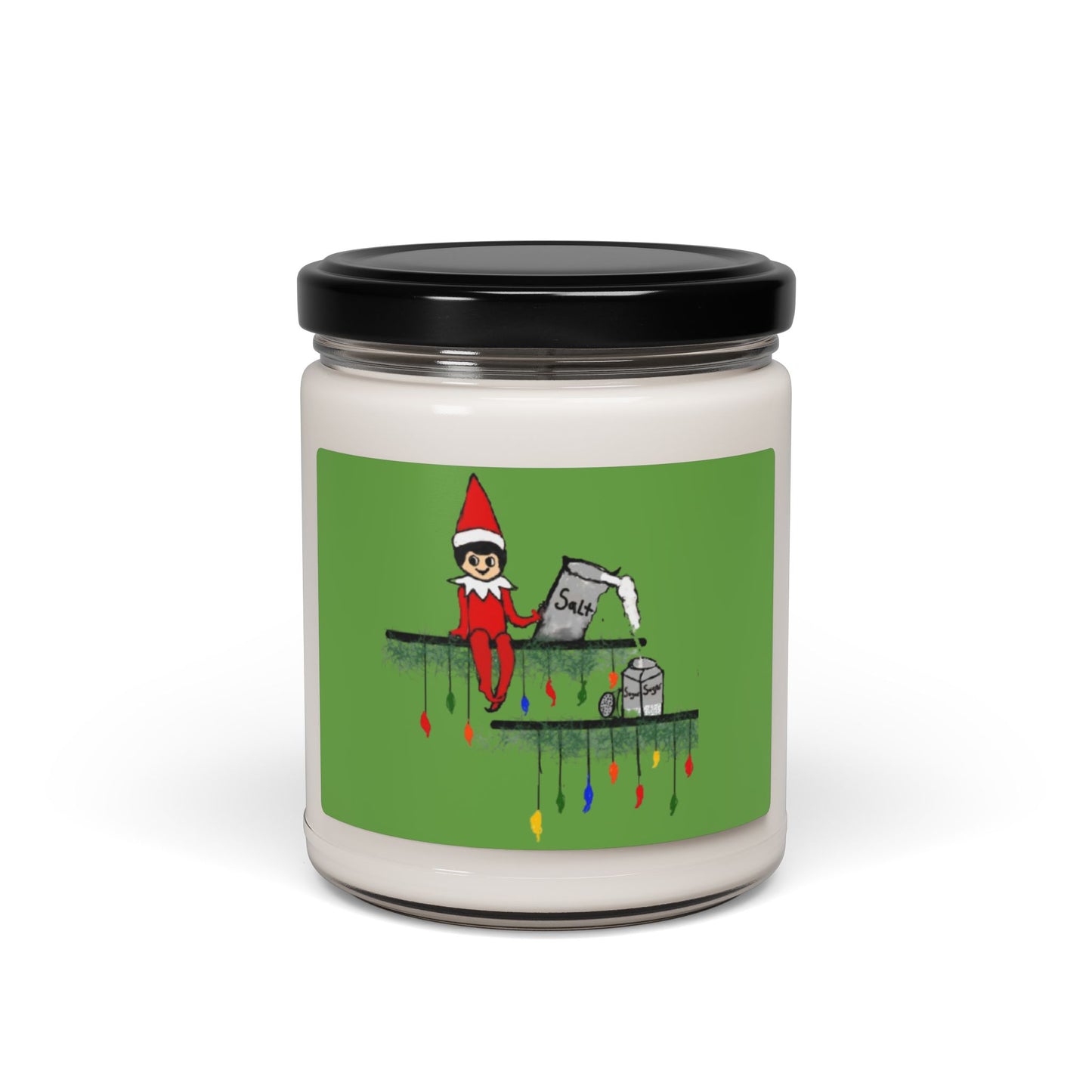 Scented Soy Candle, 9oz/Holiday Funny/Caucasian Elf on the Shelf/ Salt in the Sugar