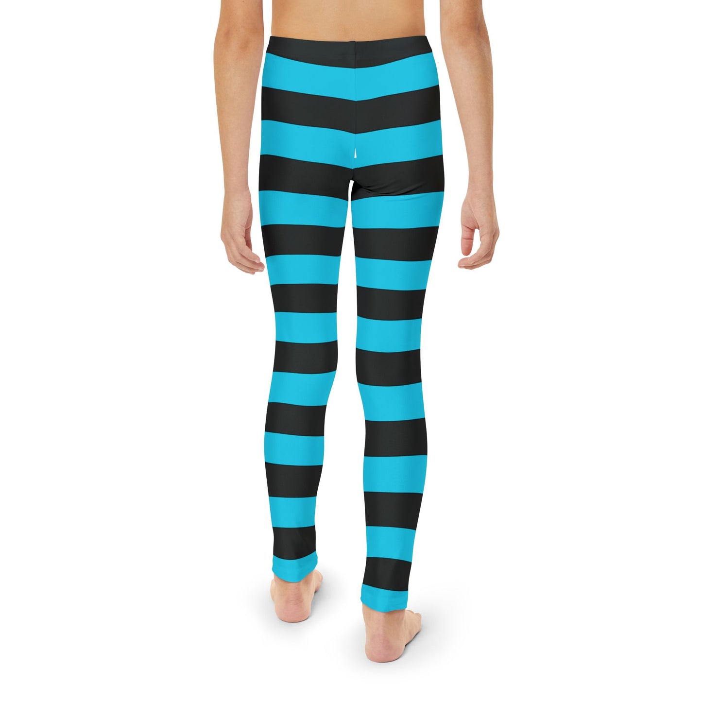 Girls Youth Full-Length Leggings (AOP)/Witch Stripes/Teal