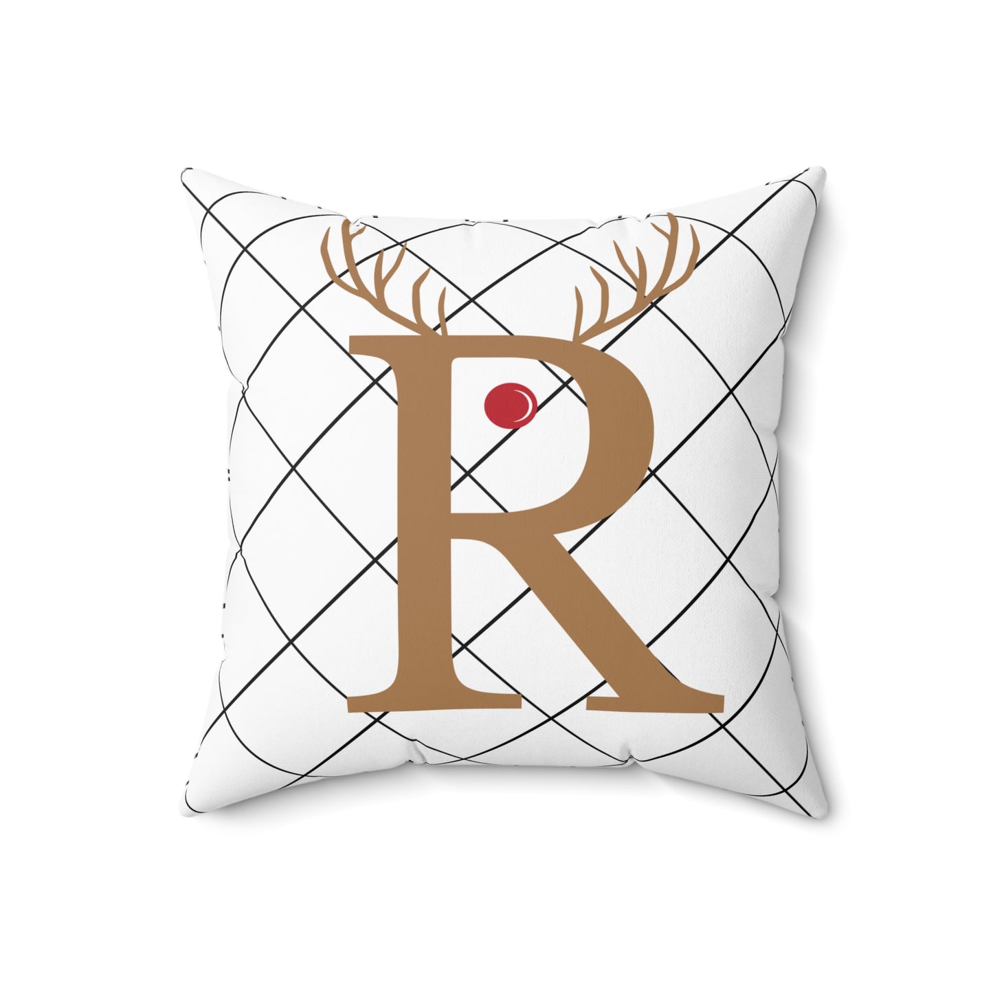 Spun Polyester Square Pillow/R/ Rudolph Red Nose Reindeer/White