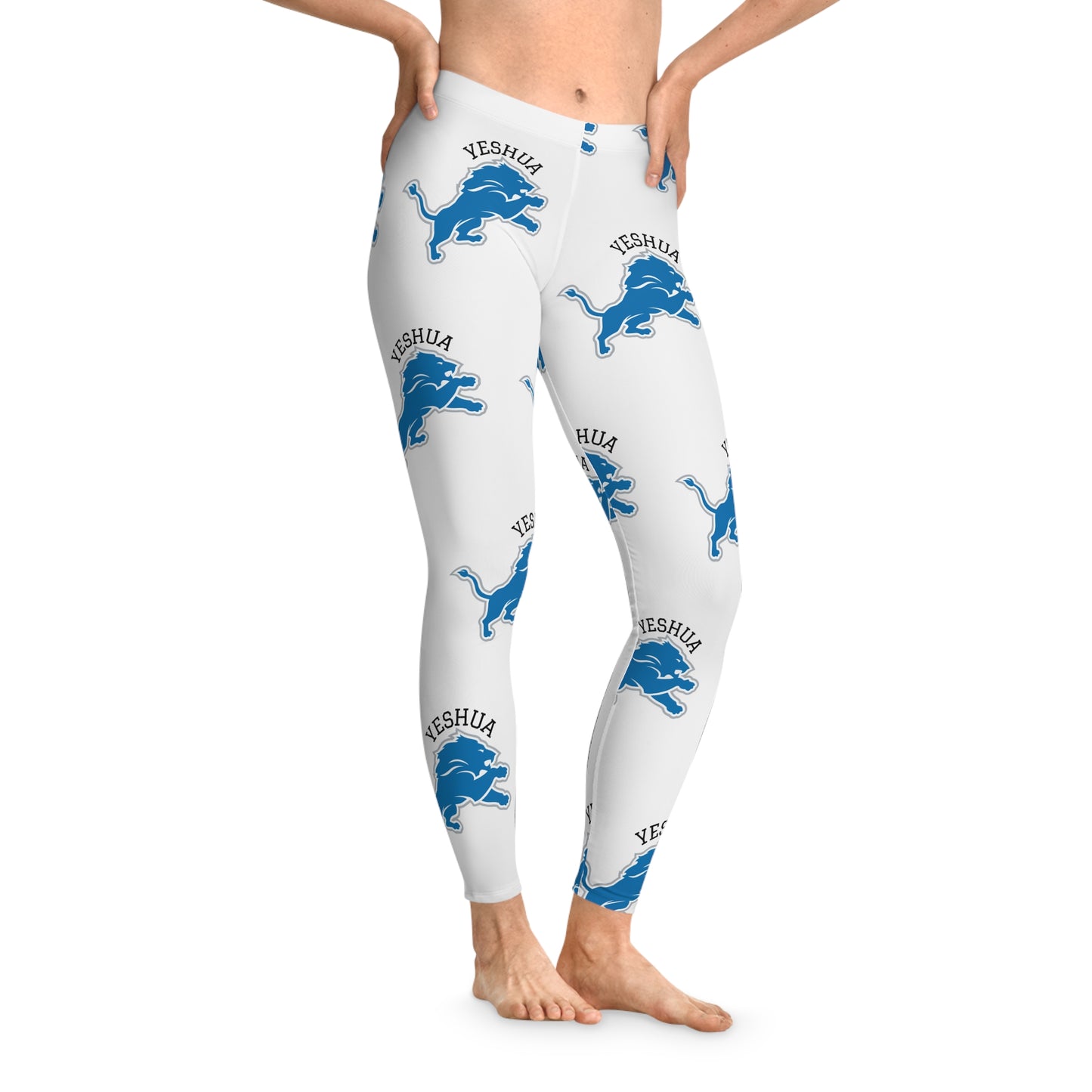 Woman's Stretchy Leggings (AOP)/Yeshua/Blue/White/Lion