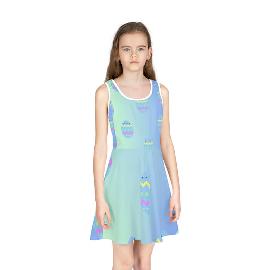 Girls' Sleeveless Sundress (AOP)/Easter Eggs