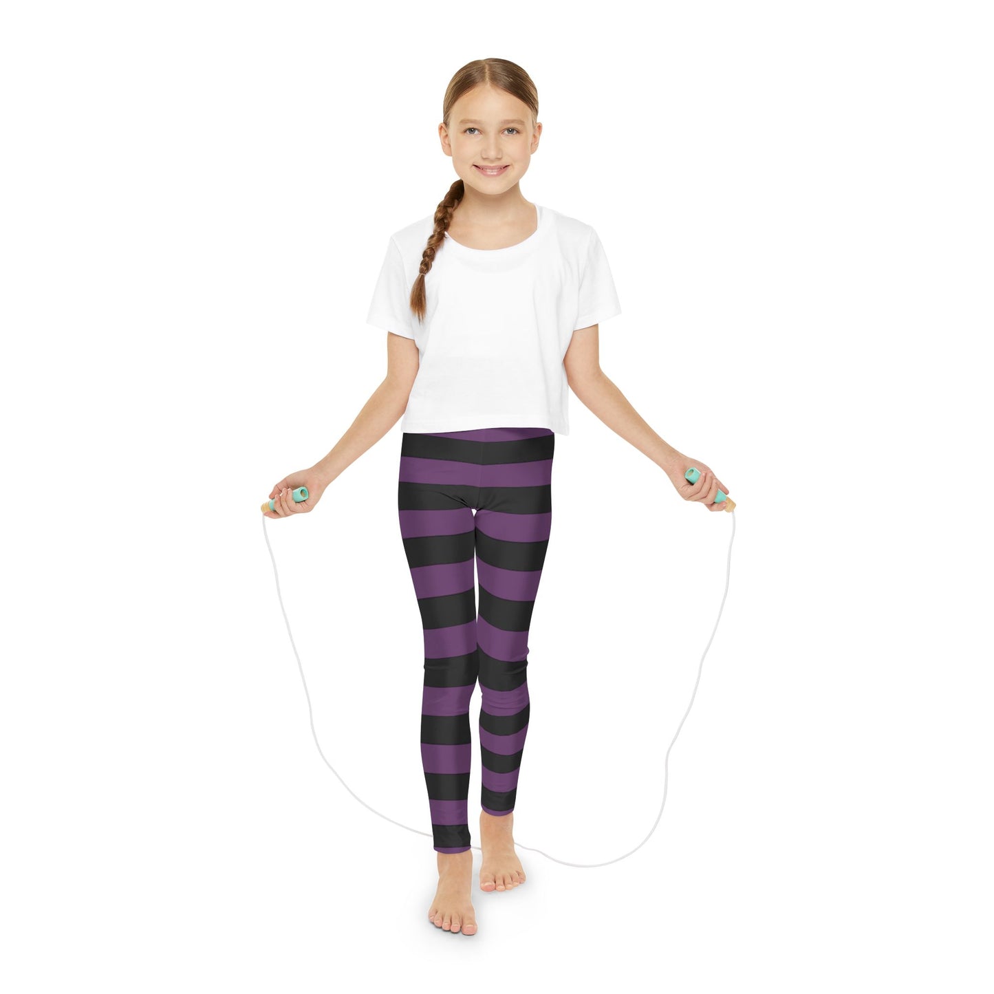 Girls Youth Full-Length Leggings (AOP)/Witch Stripes/Purple