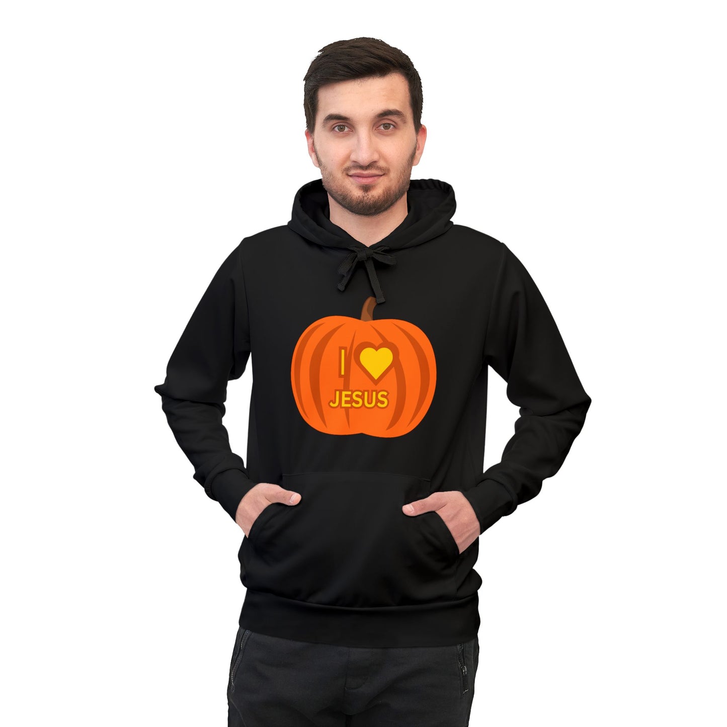 unisex Athletic Hoodie (AOP)/ I love Jesus Carved Pumpkin