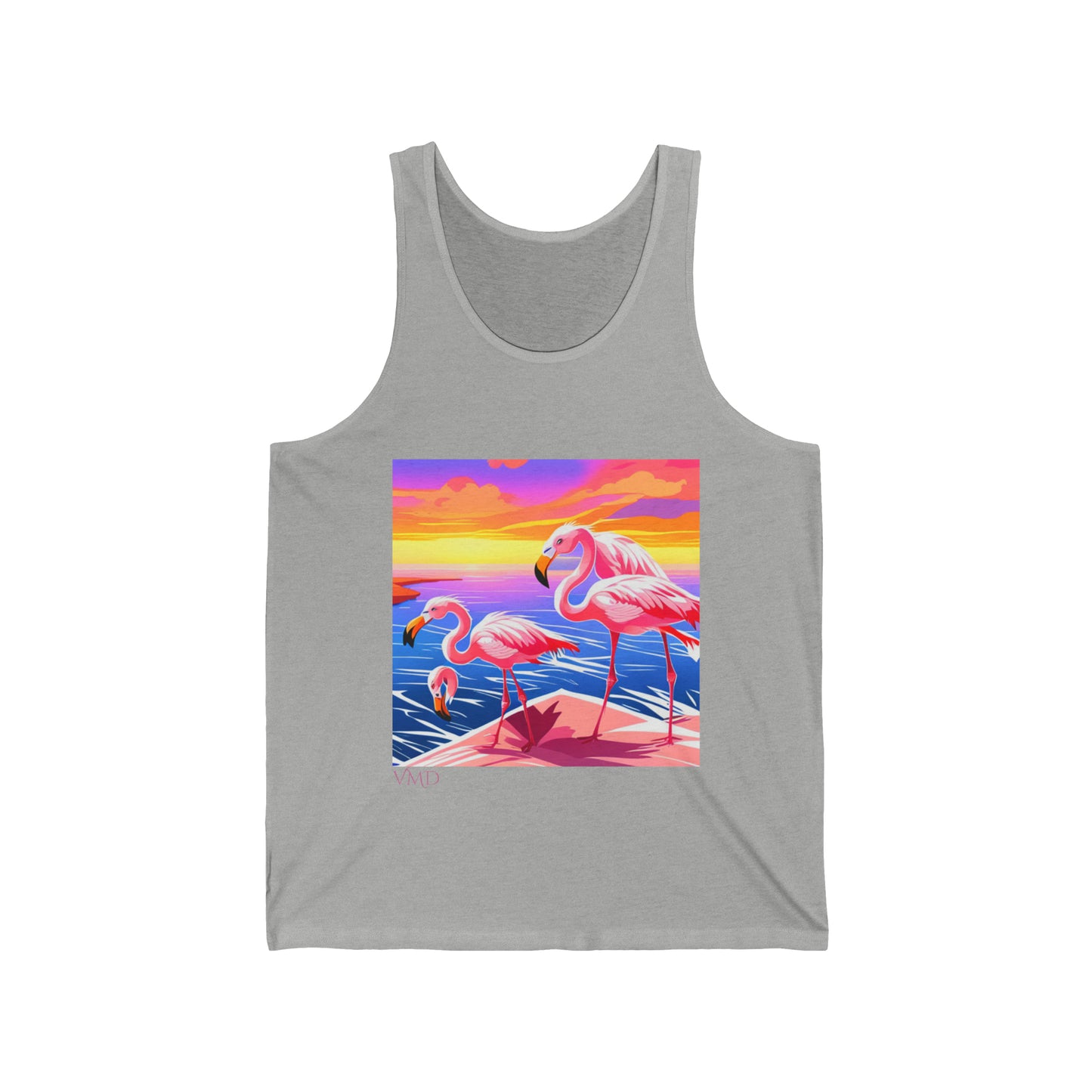 Womans Jersey Tank/Flamingos/water