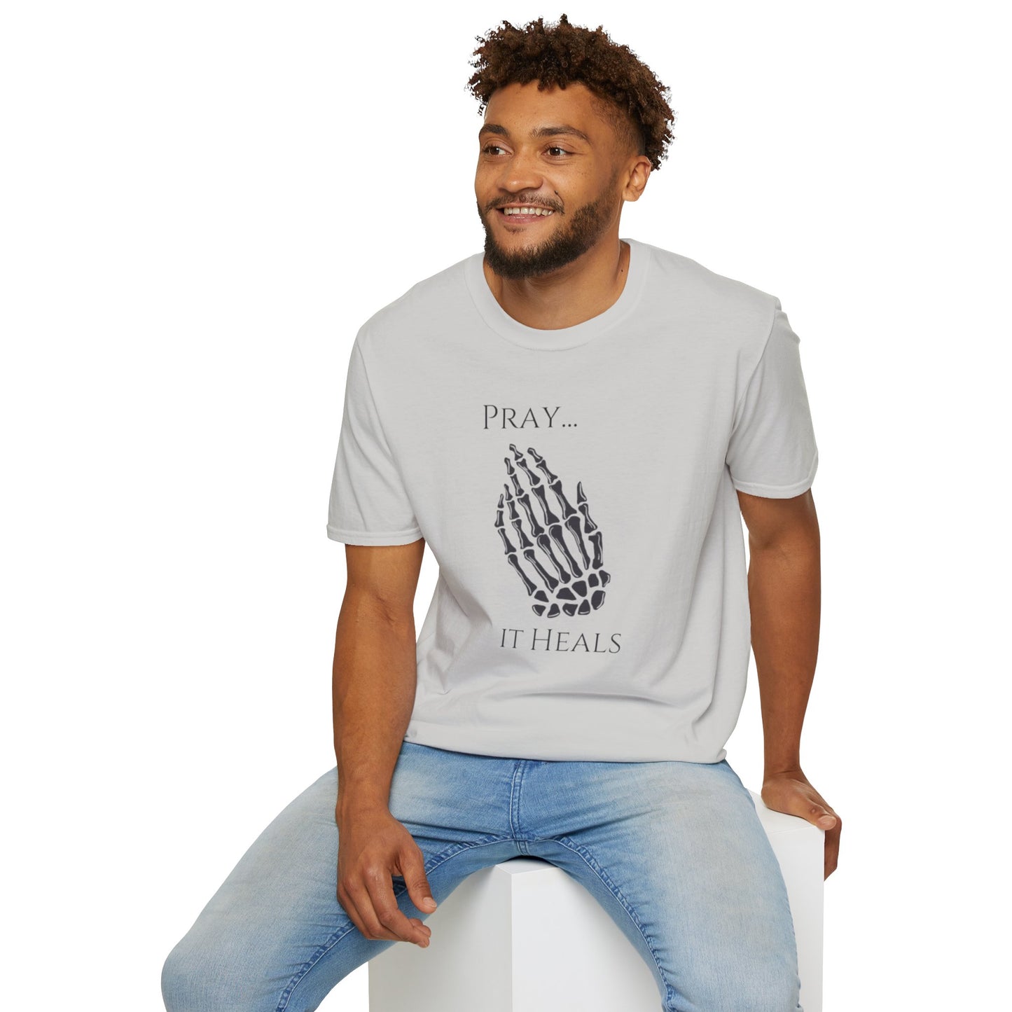 Unisex Softstyle T-Shirt/ Pray It heals/ Skeleton Hands