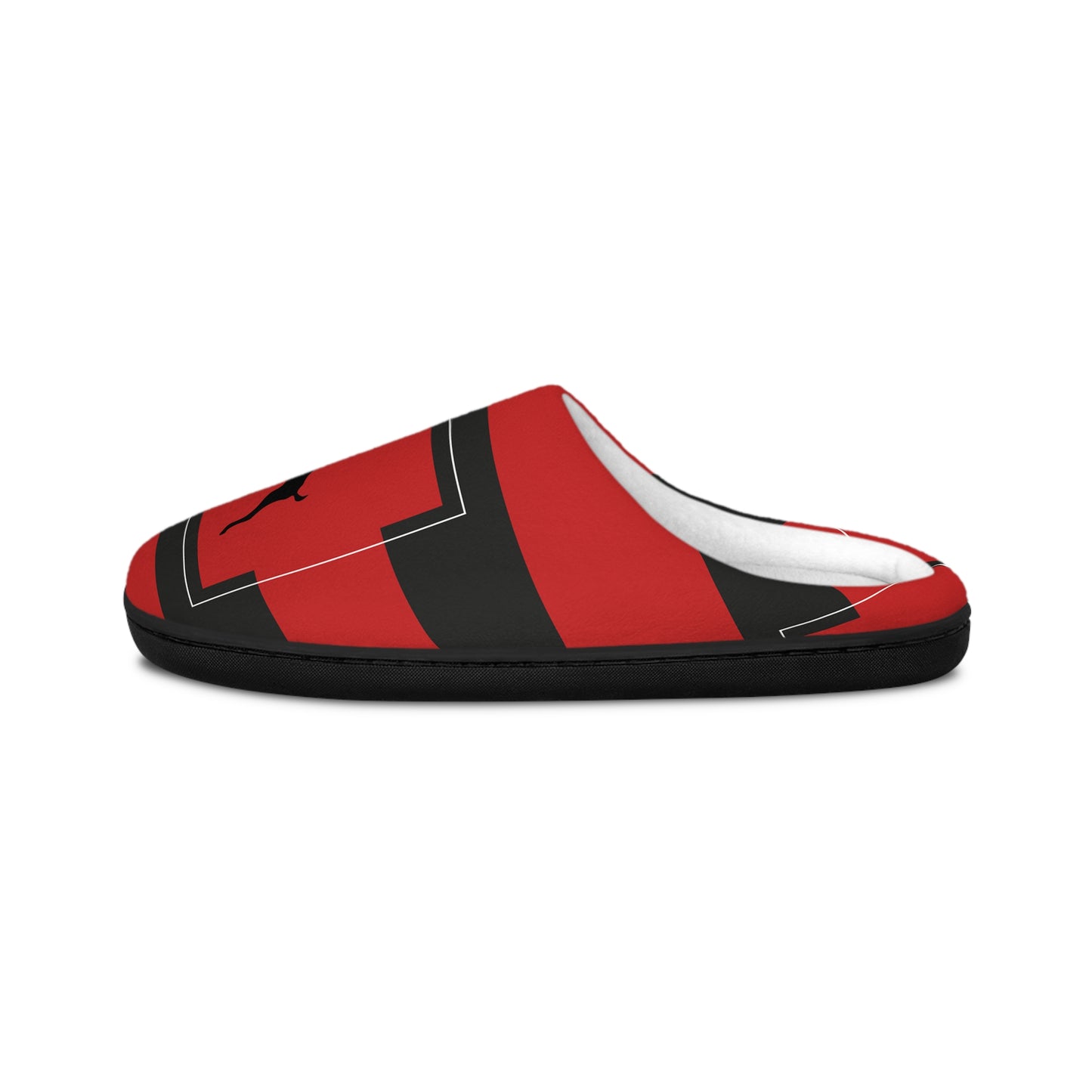 Women's Indoor Slippers/Holiday/Black/Red Striped/Reindeer