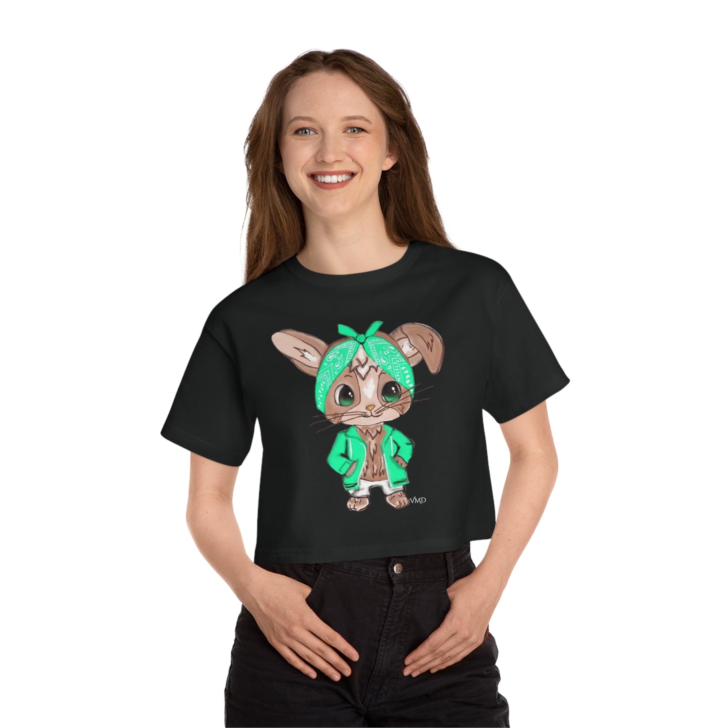 Champion Women's Cropped T-Shirt/Bandana Bunnie/Teal