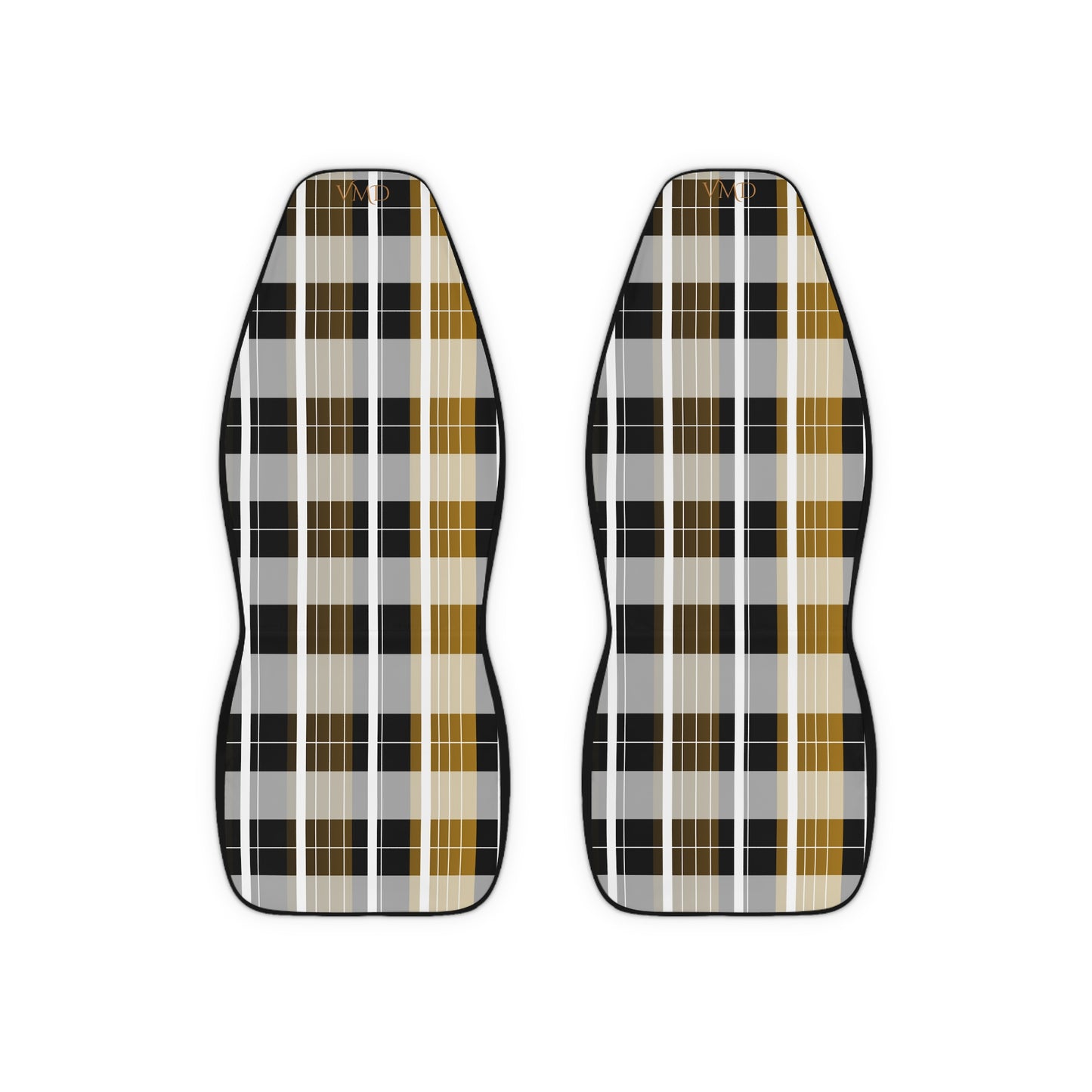 Polyester Car Seat Covers/Gold and Black Gradient Plaid