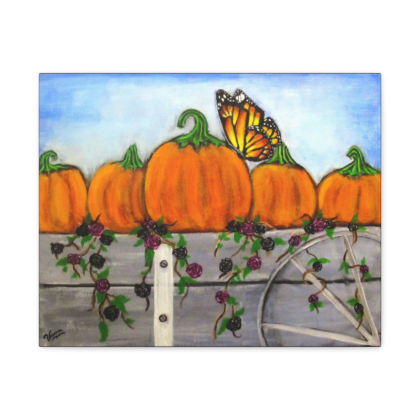 Matte Canvas, Stretched, 1.25"/Fall/Pumpkins in a Wagon