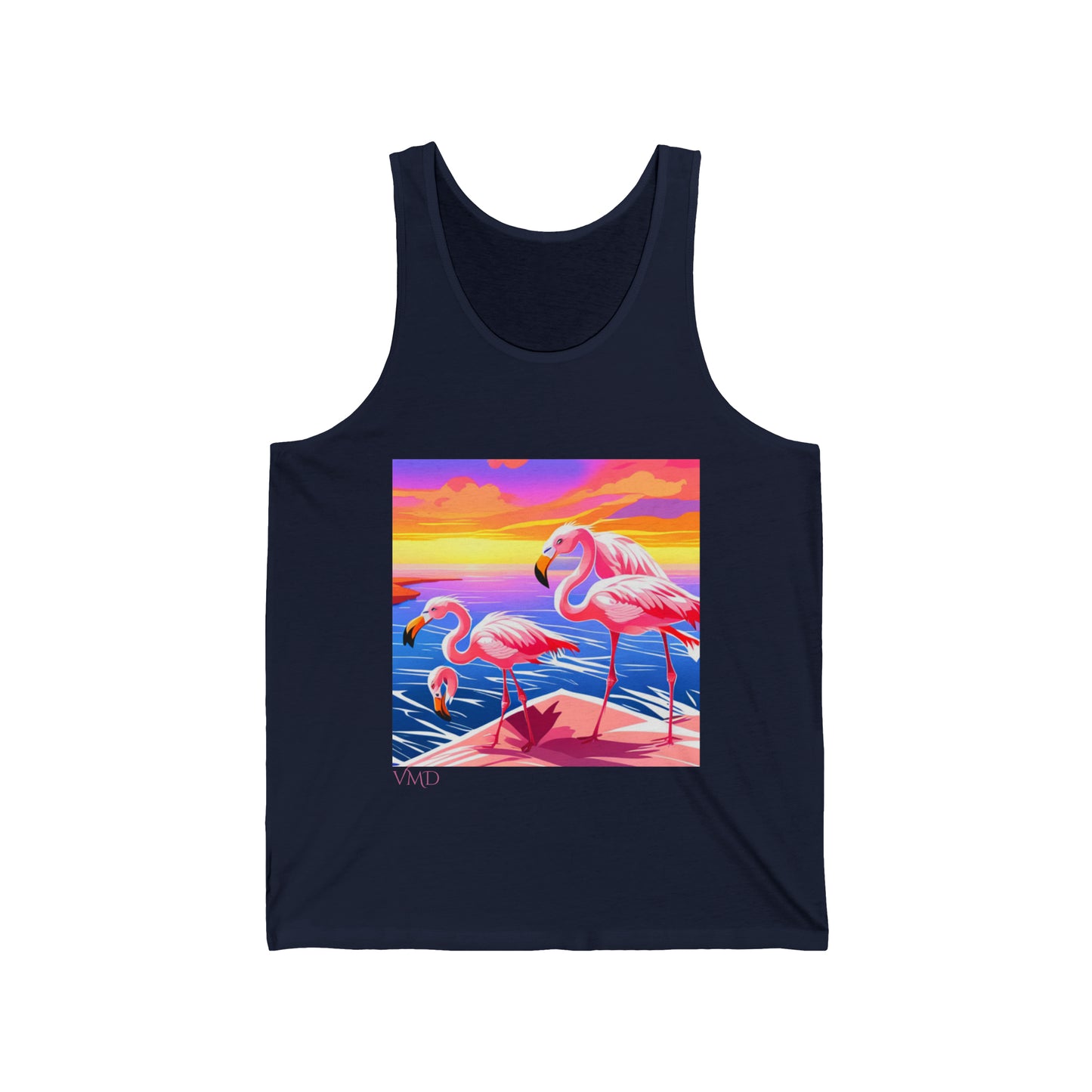 Womans Jersey Tank/Flamingos/water