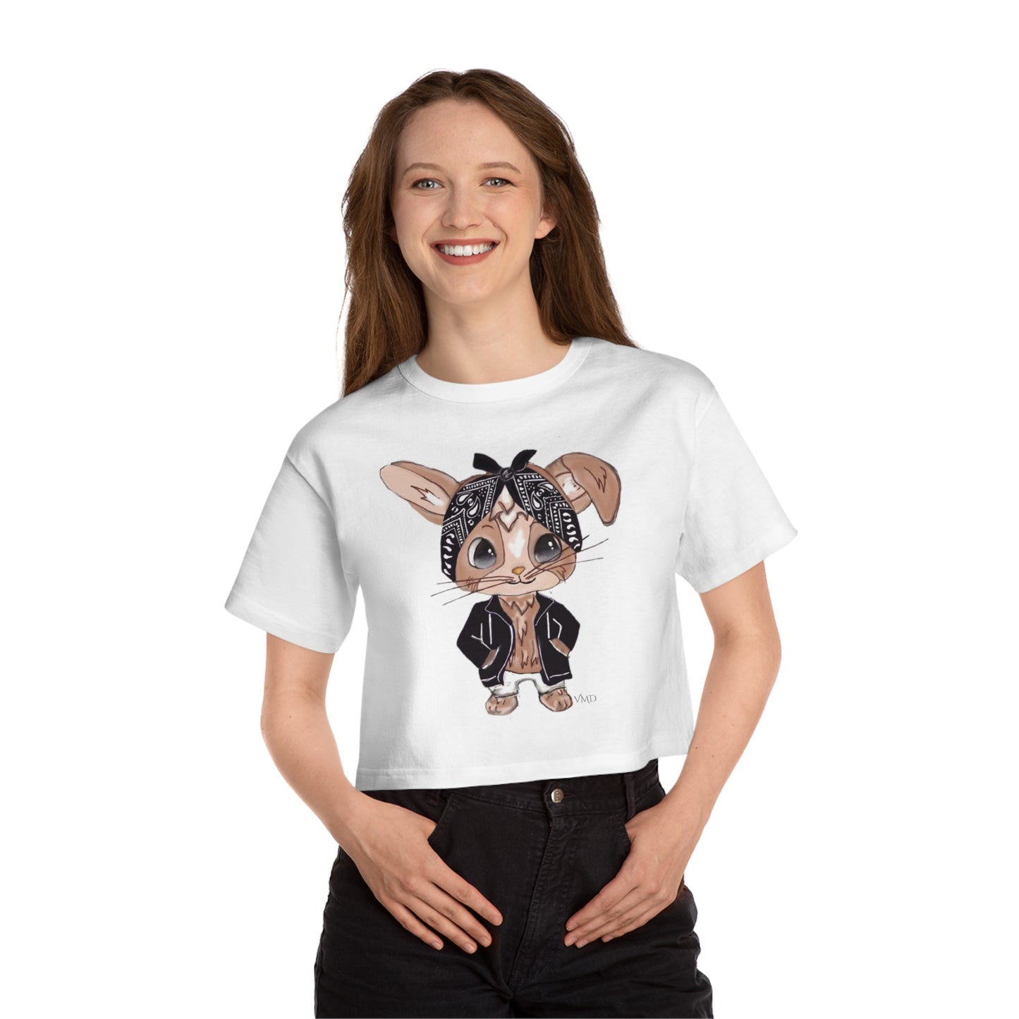 Champion Women's Cropped T-Shirt/ Bandana Bunny/Black