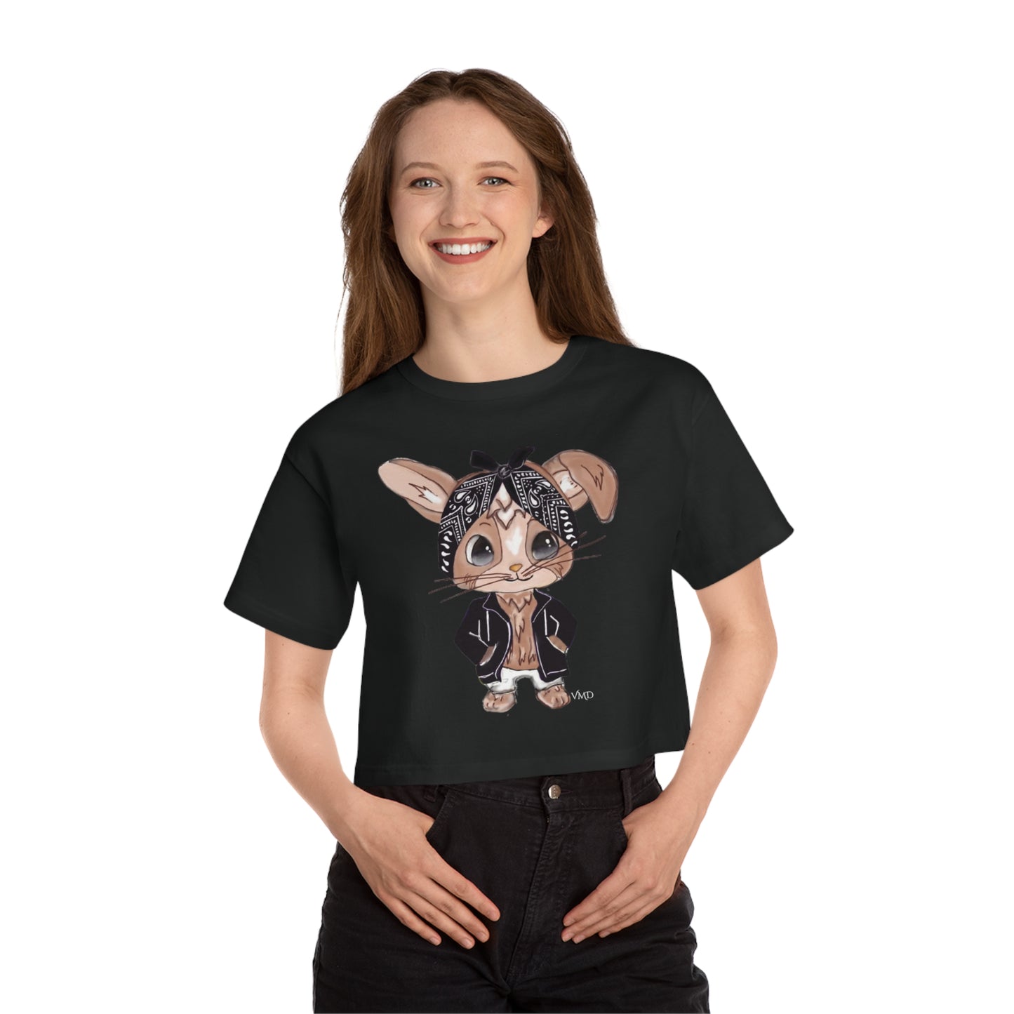 Champion Women's Cropped T-Shirt/ Bandana Bunny/Black