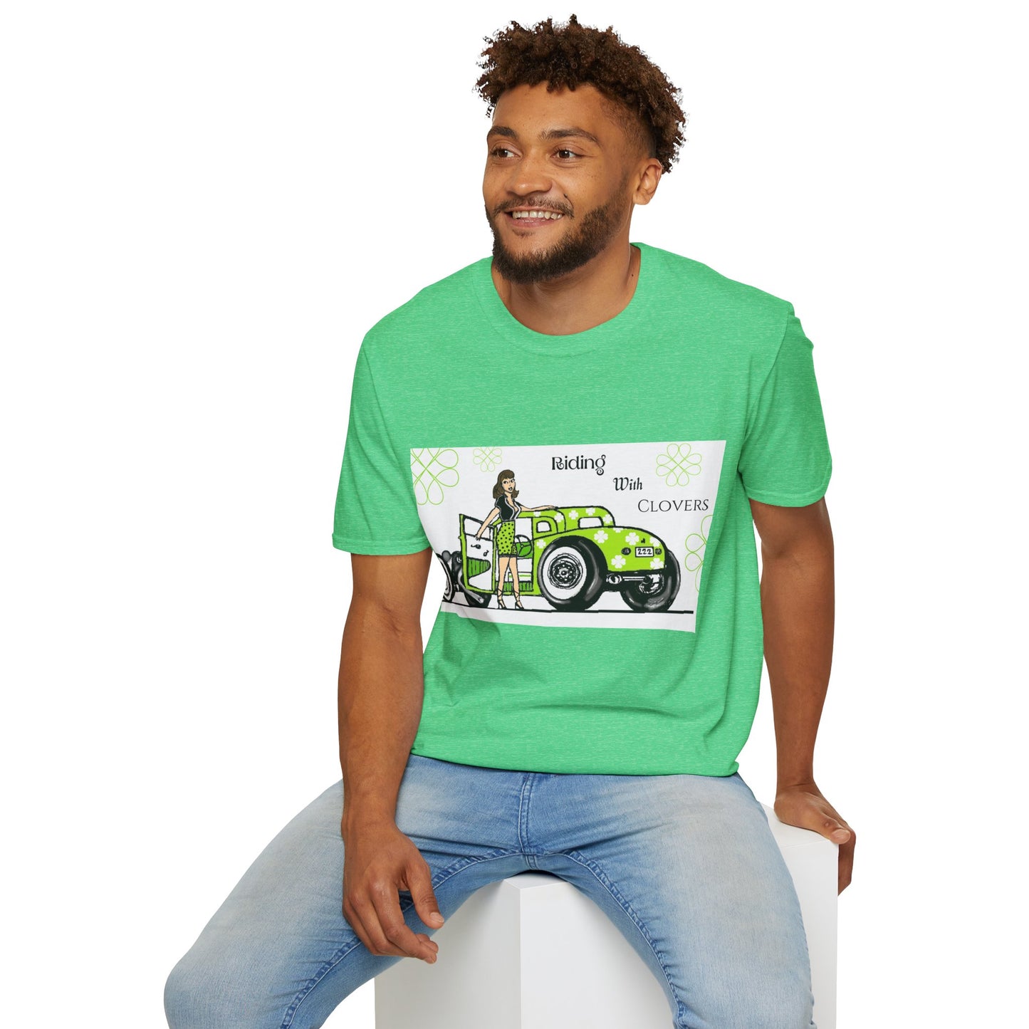 Unisex Softstyle T-Shirt/Riding with Clovers/brunnett