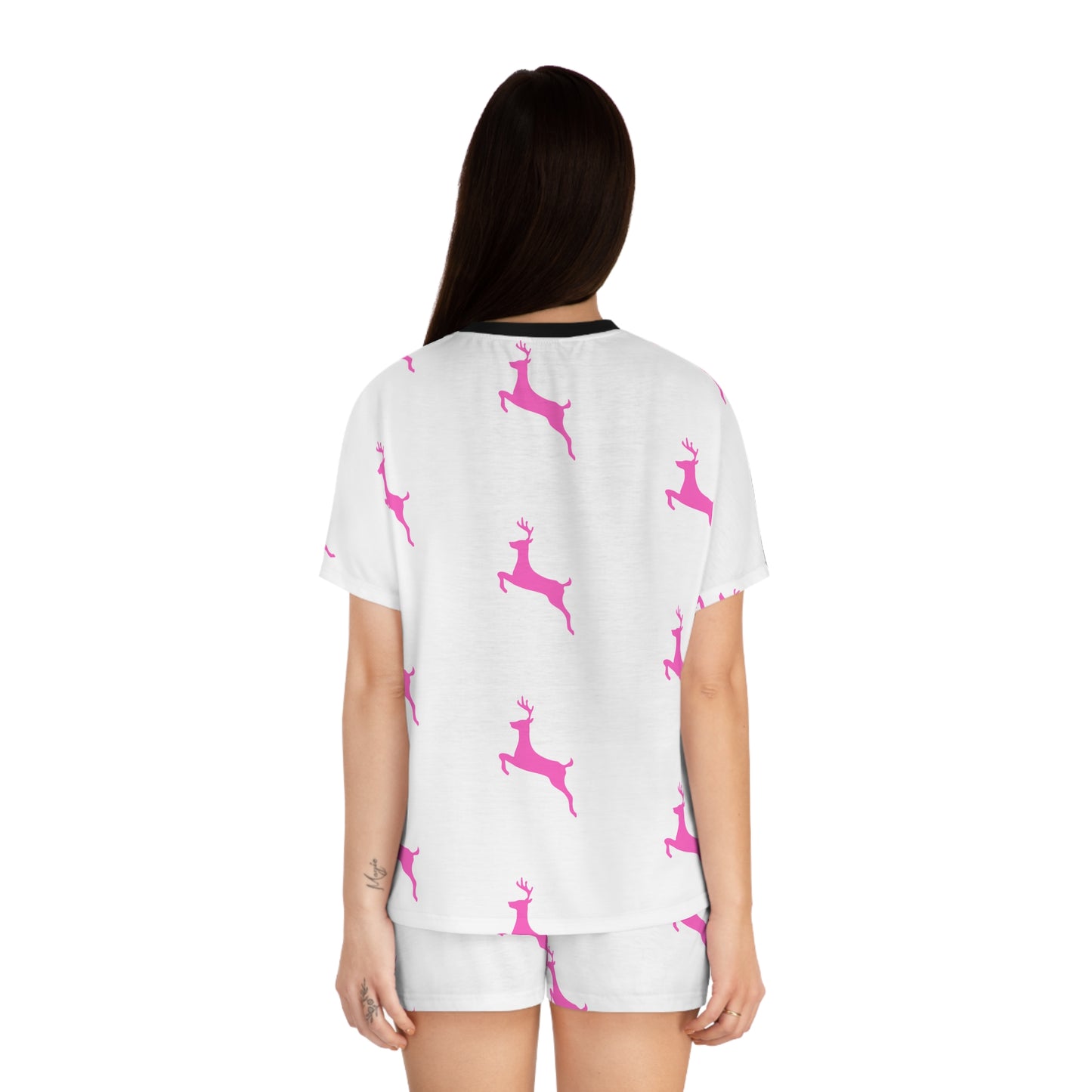 Women's Short Pajama Set (AOP)/Pink Reindeer/Holiday