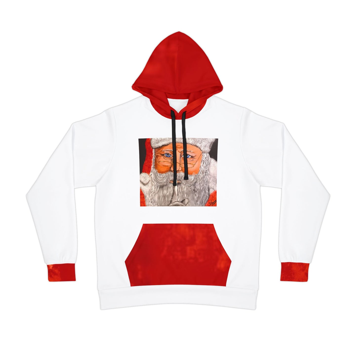 Unisex Athletic Hoodie (AOP)/Santa/White/Red