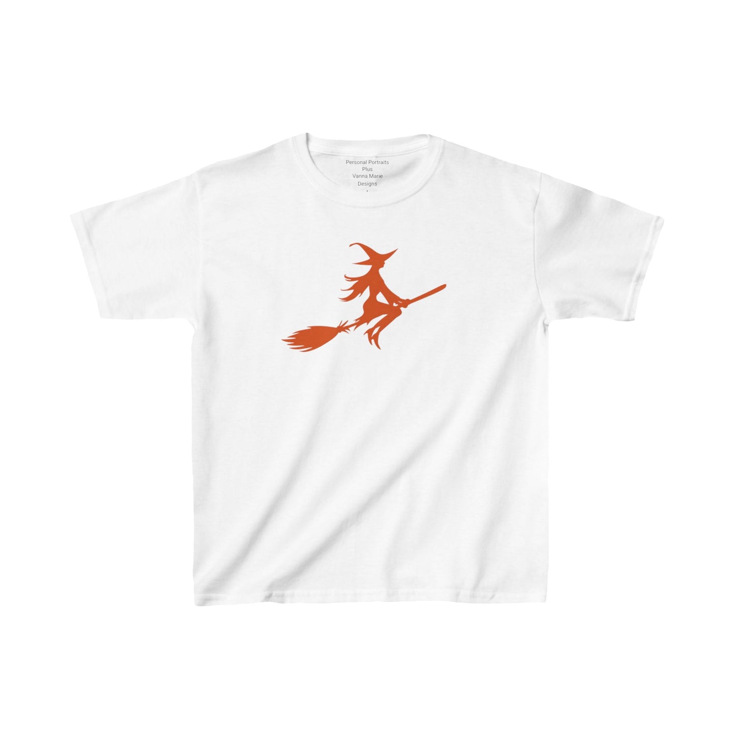 Kids Heavy Cotton™ Tee/Witch on a Broom/Orange