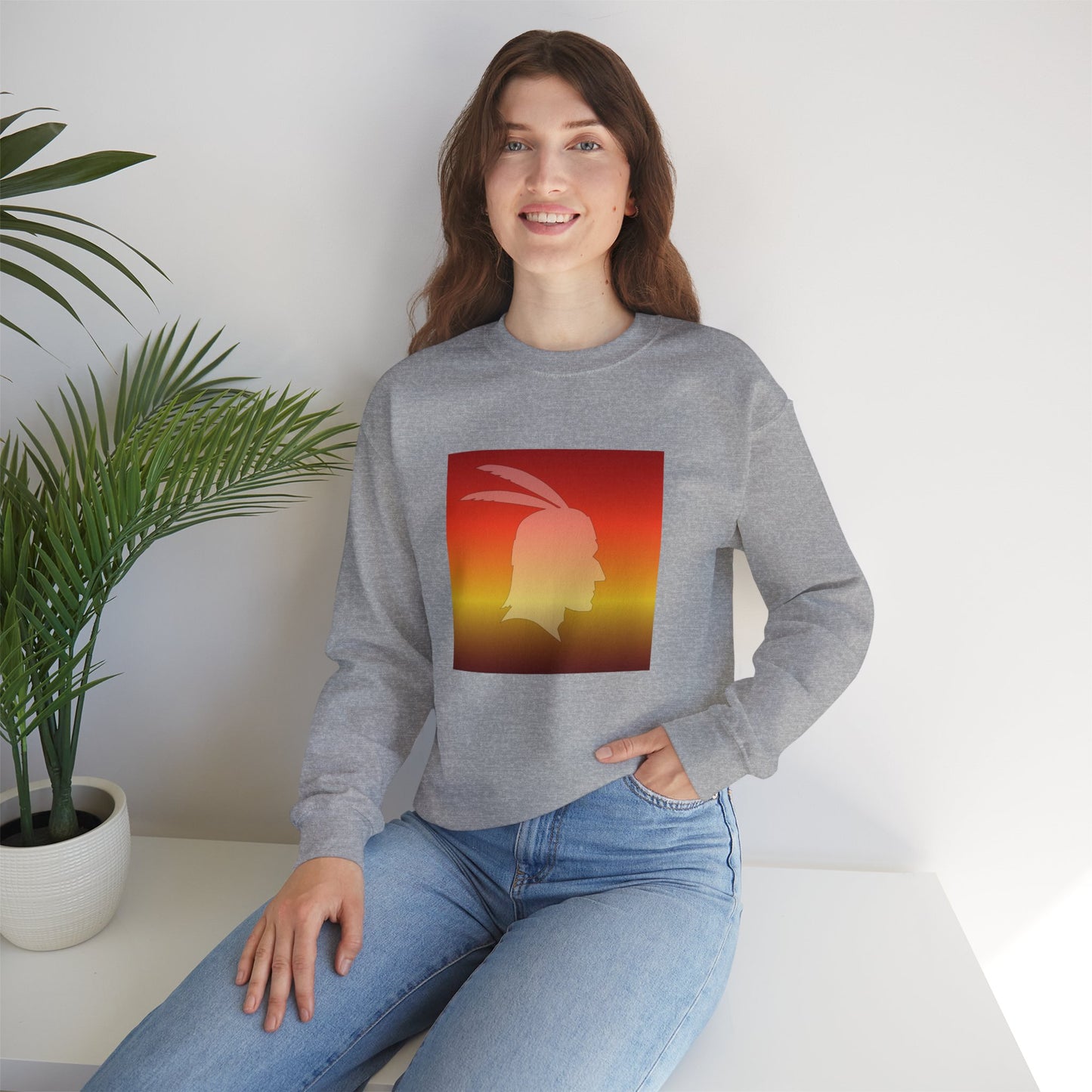 Unisex Heavy Blend™ Crewneck Sweatshirt/Native American/Fall Gradient