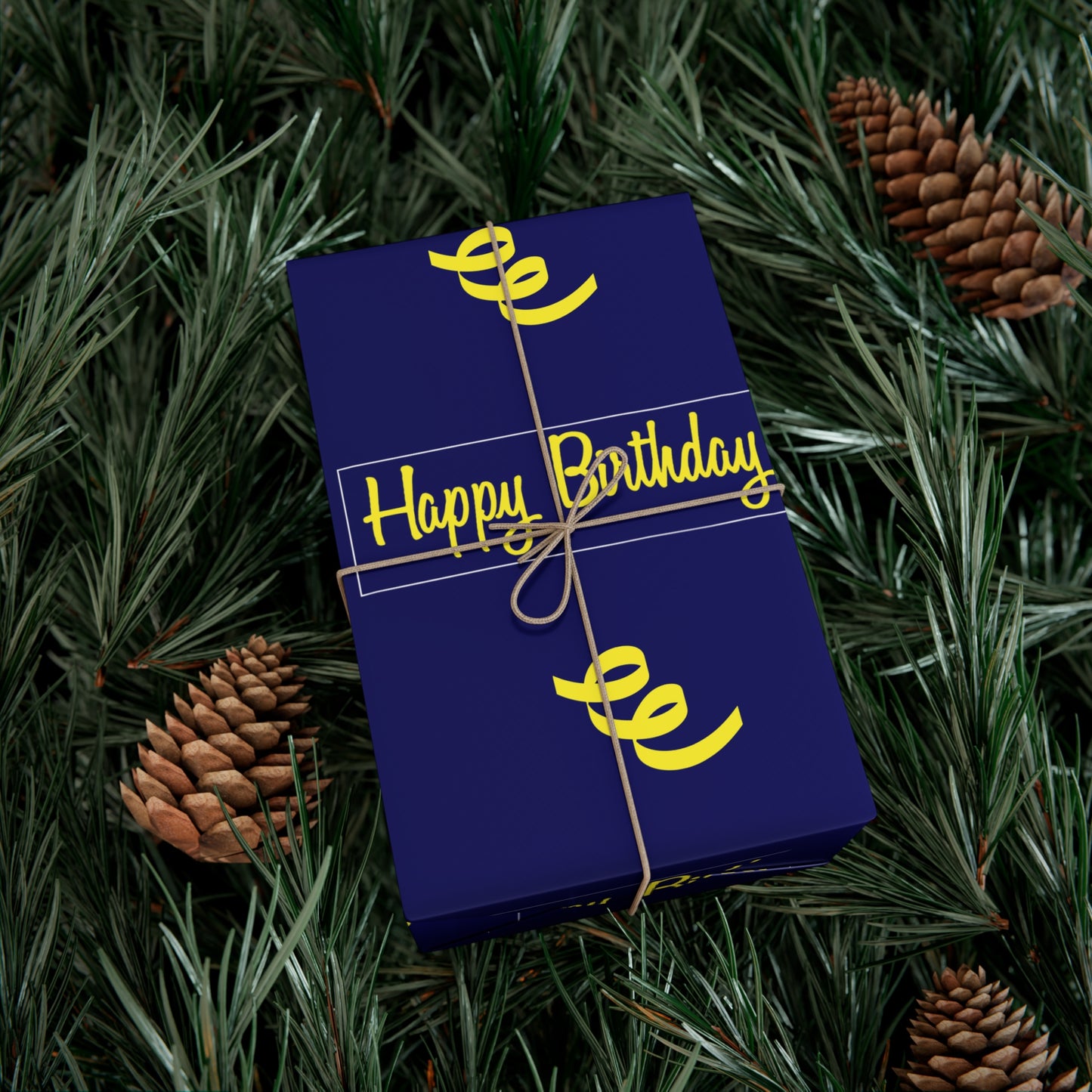 Birthday Gift Wrap Papers/ Happy Birthday/Maize/ Blue /Blue /Black Gradient