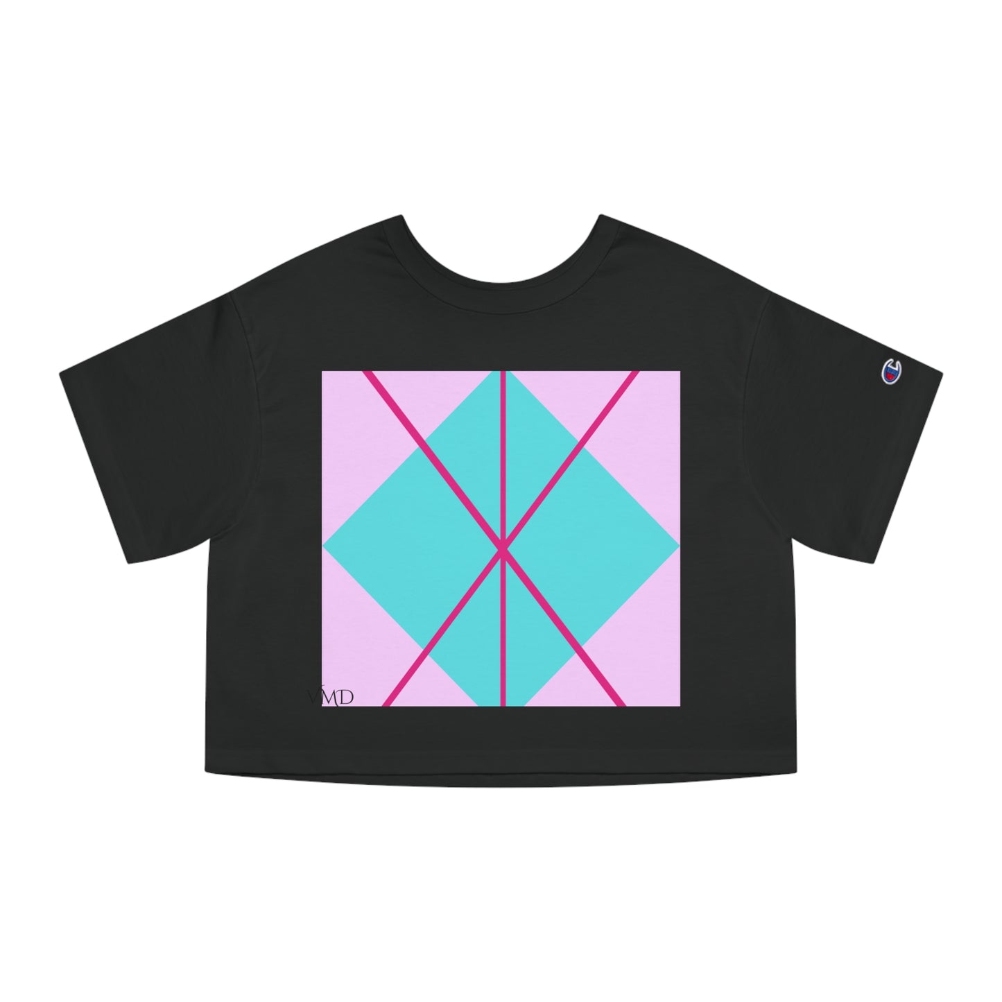 Champion Women's Cropped T-Shirt/Spring/Blue/Diamond/Pink lines