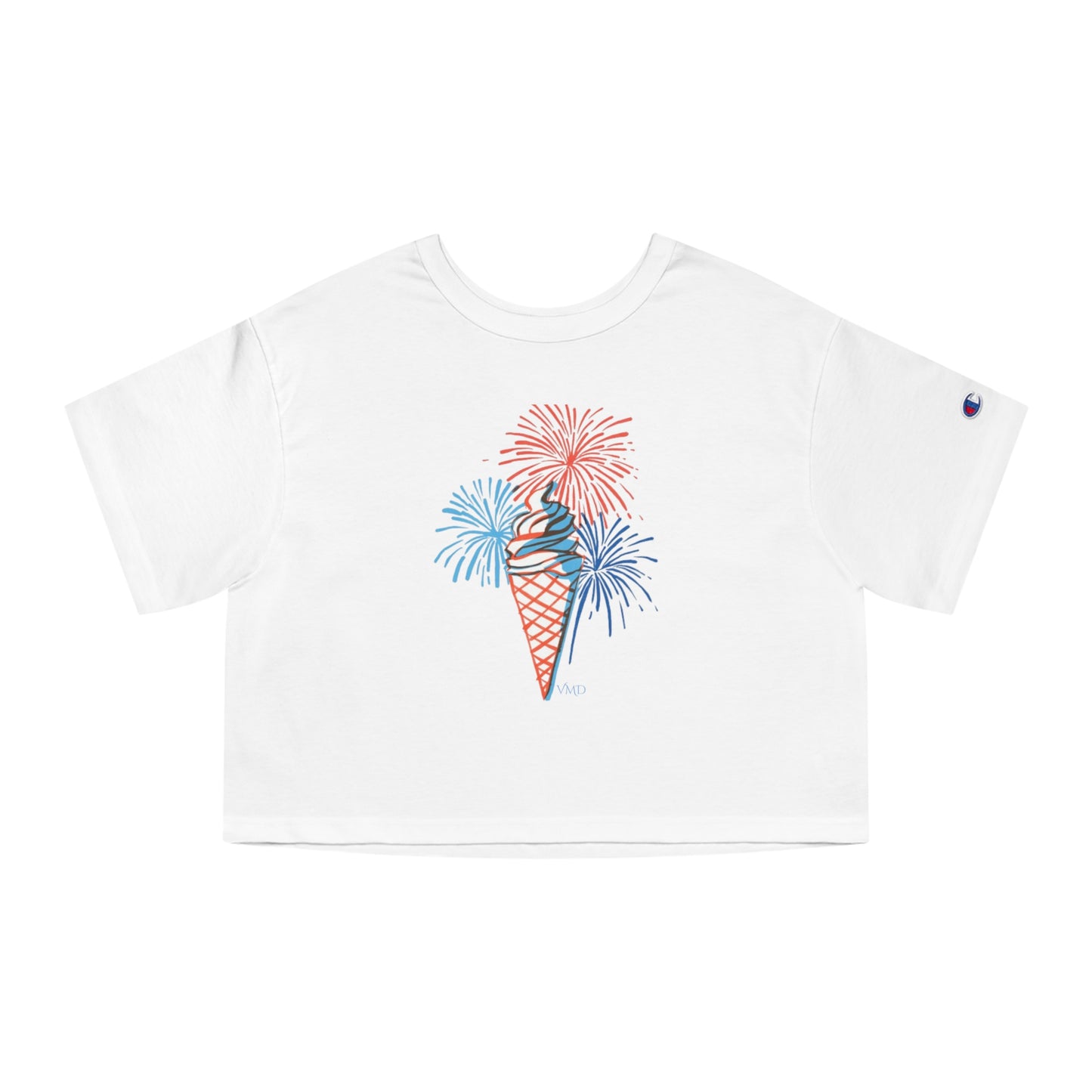 Champion Women's Cropped T-Shirt/4th of July/Fireworks/Ice Cream