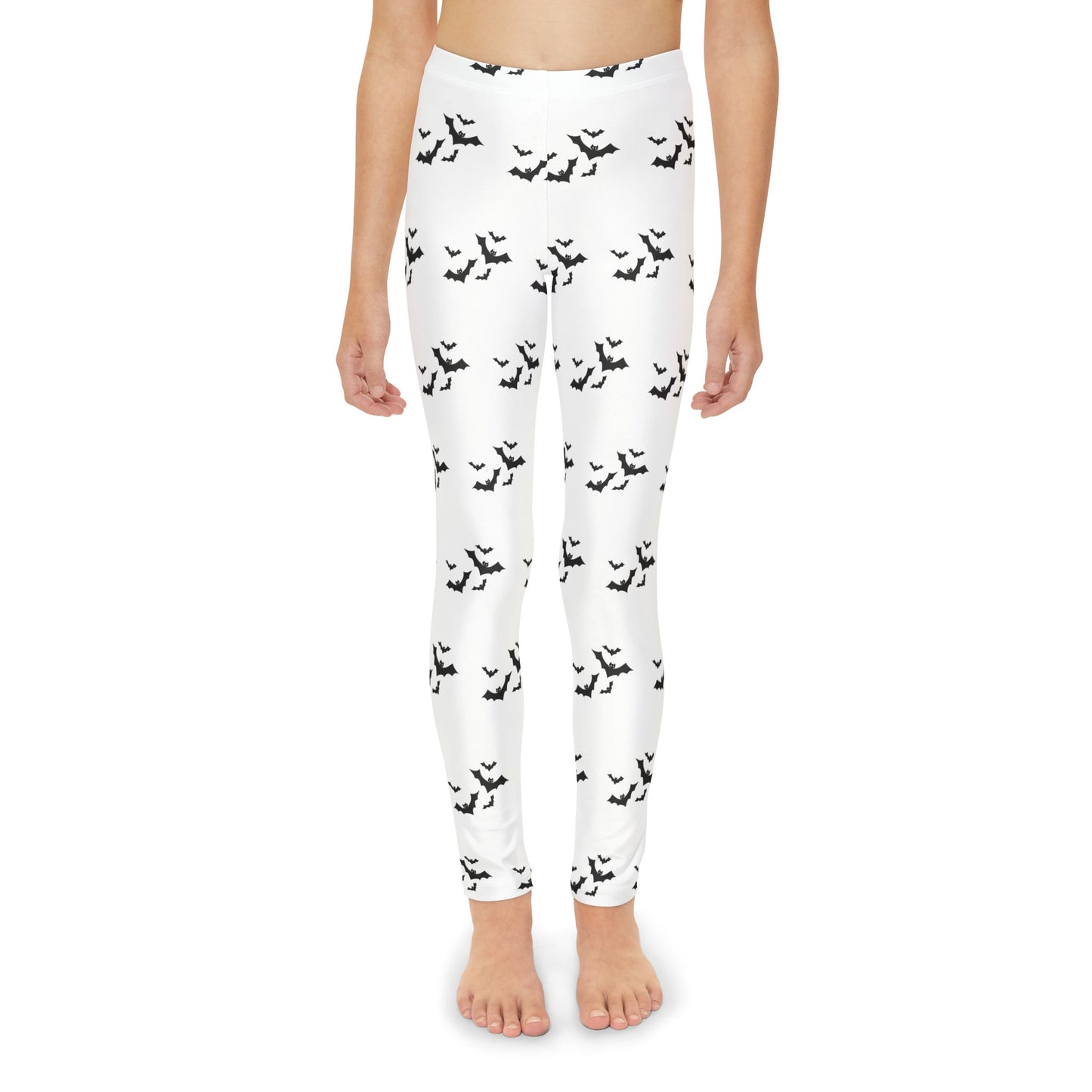 Youth Full-Length Leggings (AOP)/Bats/Black