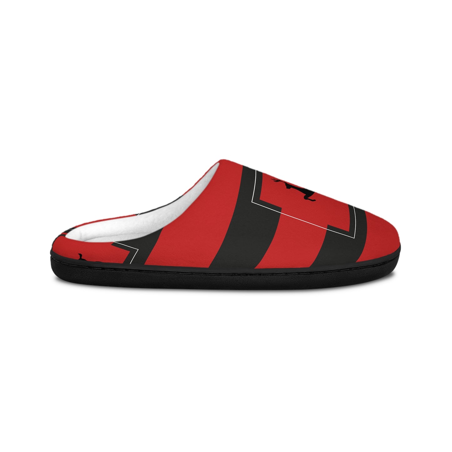 Men's Indoor Slippers/ Holiday/ Red/Black striped Reindeer