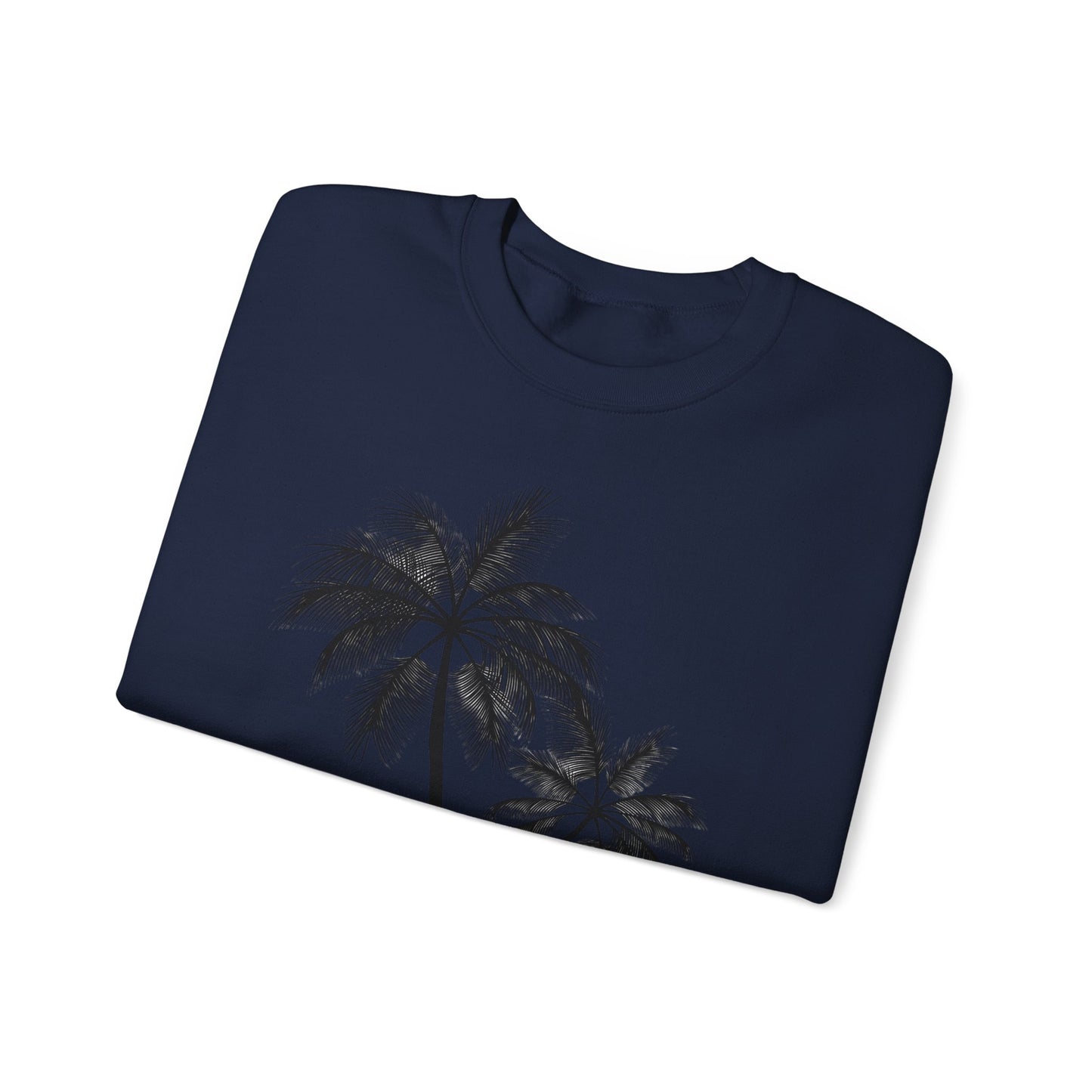 Womans Heavy Blend™ Crewneck Sweatshirt/2 Palm Trees/Black/White