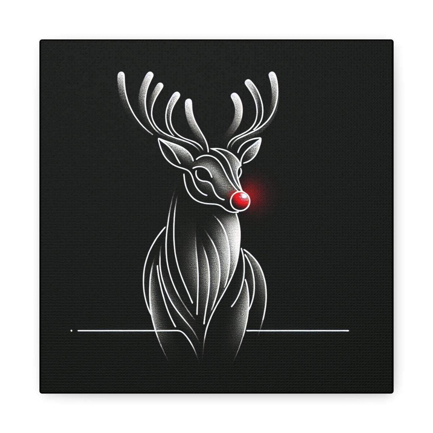 Matte Canvas, Stretched, 1.25"/ Rudolph/ Line Art/ Black/BG