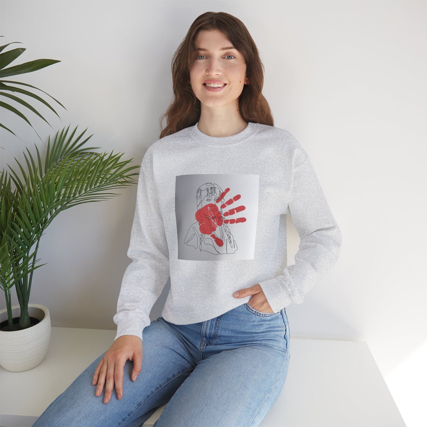 Unisex Heavy Blend™ Crewneck Sweatshirt/Native American/Hand Print/ Spreading Awareness for Indigenous Women