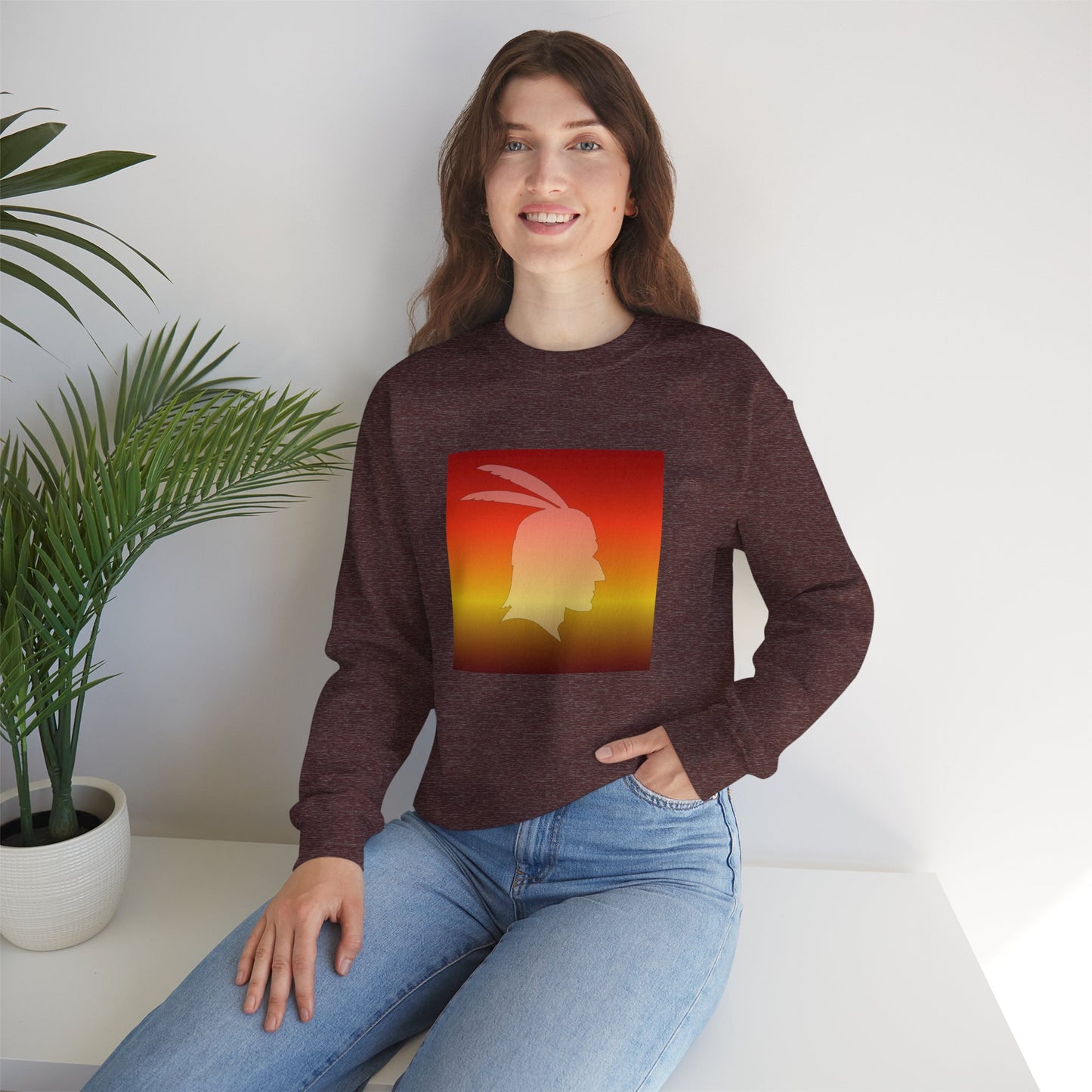 Unisex Heavy Blend™ Crewneck Sweatshirt/Native American/Fall Gradient