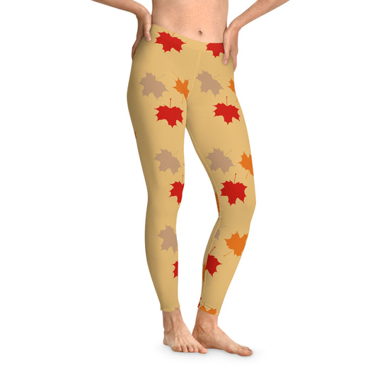 Womens Stretchy Leggings (AOP)/Fall leaves