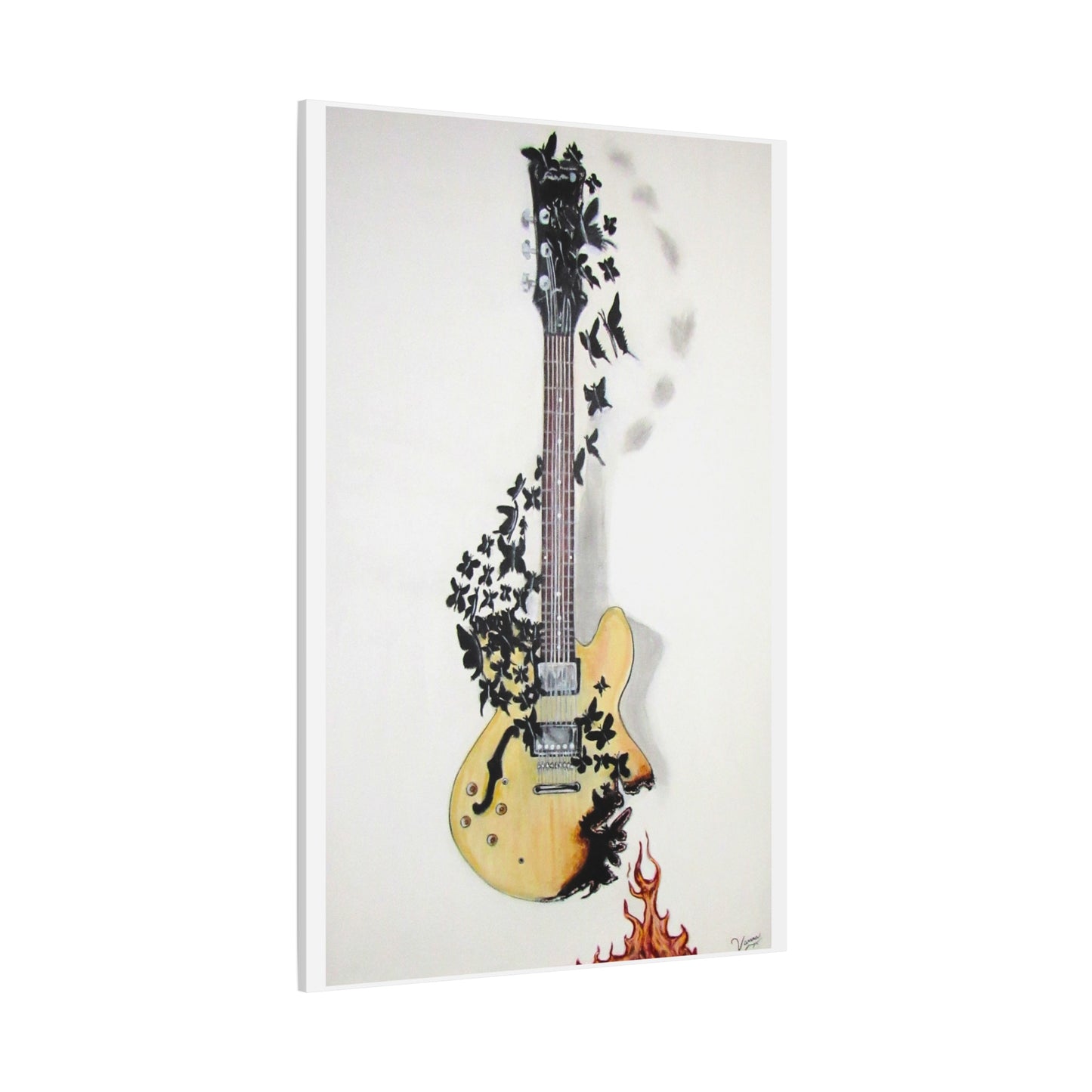 Matte Canvas, Stretched, 1.25" Acrylic Painting Print/ Music Never Dies Guitar