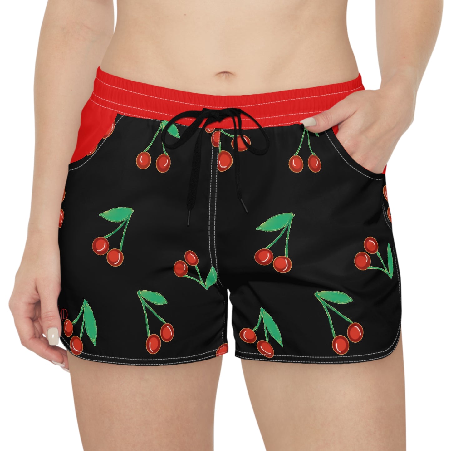 Women's Casual Shorts (AOP)/Cherries/Red