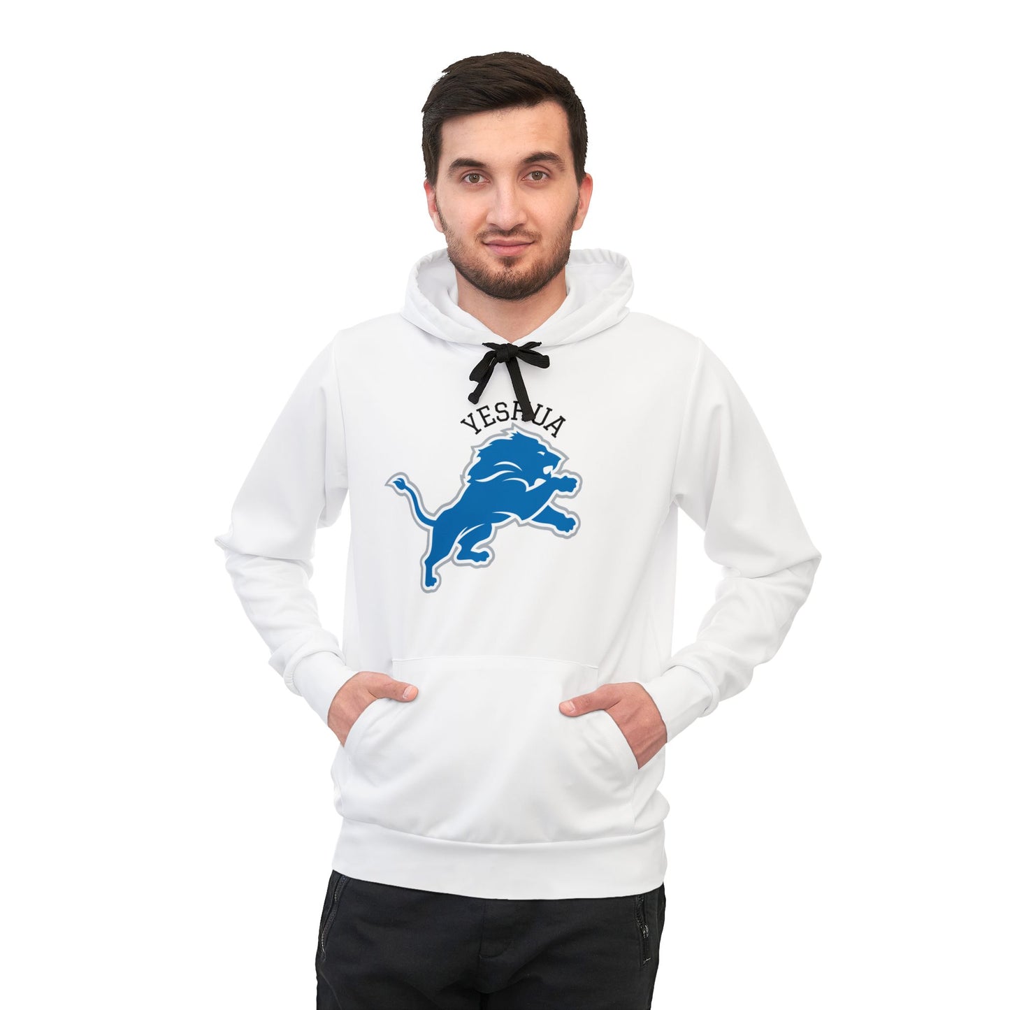 Unisex Athletic Hoodie (AOP) Yeshua/Blue/White/Lion