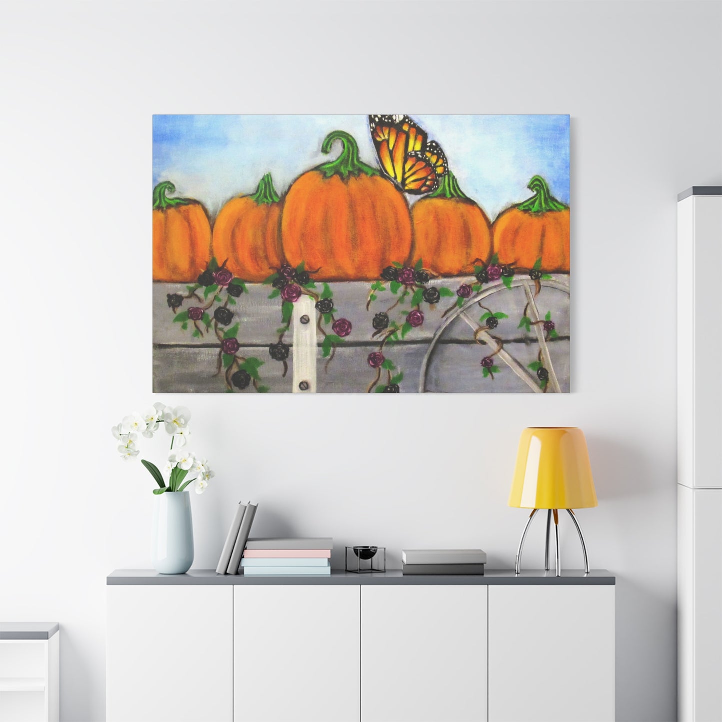 Matte Canvas, Stretched, 1.25"/Fall/Pumpkins in a Wagon