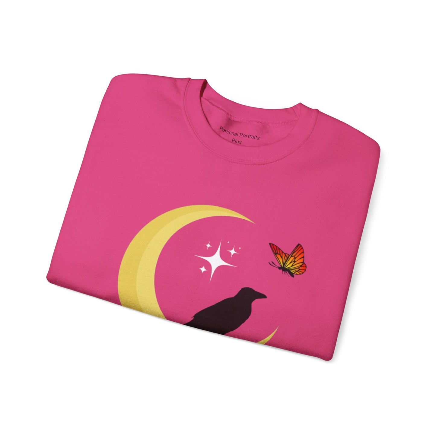 Woman's Heavy Blend™ Crewneck Sweatshirt/ Crow on the moon/White star/Fall