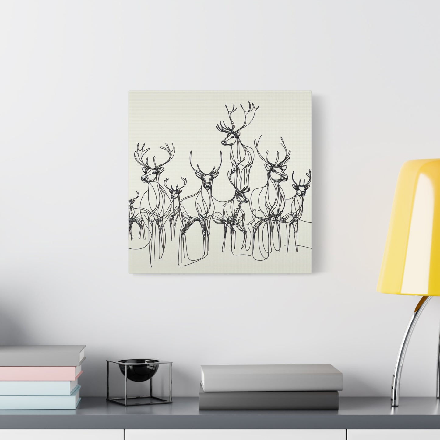 Matte Canvas, Stretched, 1.25"/Reindeer/Line art