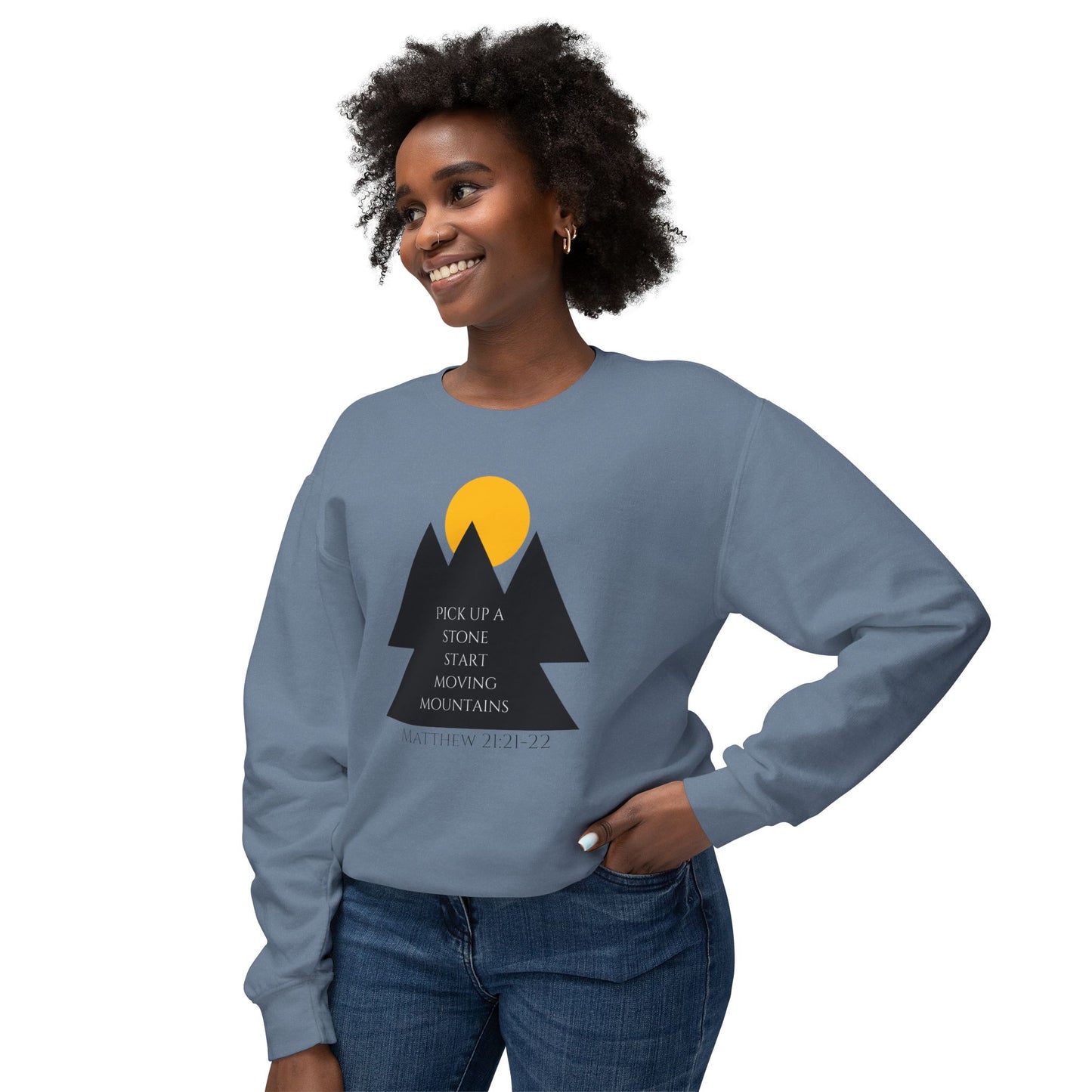 Unisex Lightweight Crewneck Sweatshirt/ Matthew 21:21-22/Mountains