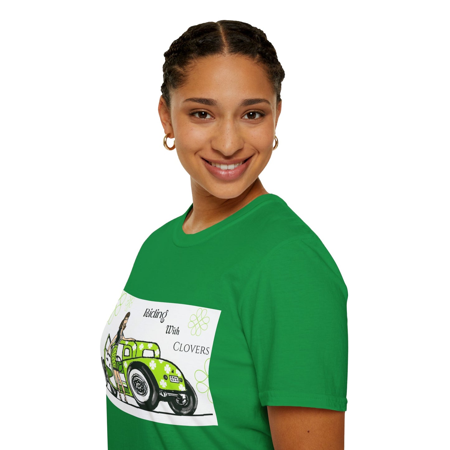 Unisex Softstyle T-Shirt/Riding with Clovers/brunnett