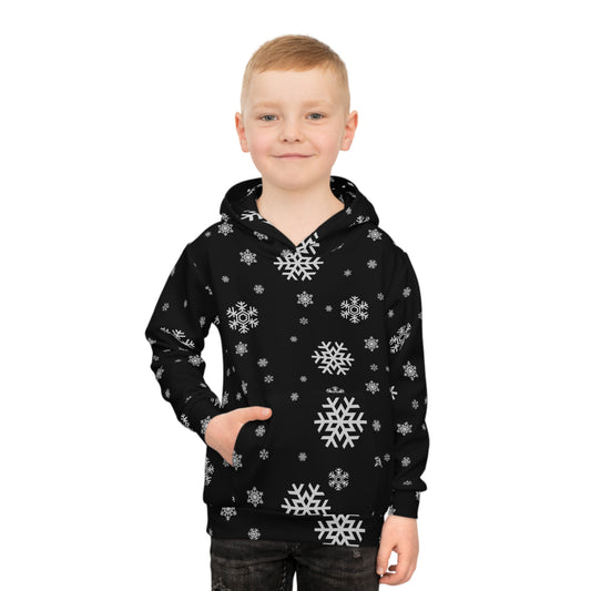 Children's Hoodie (AOP)/White Snowflakes /Black/ BG