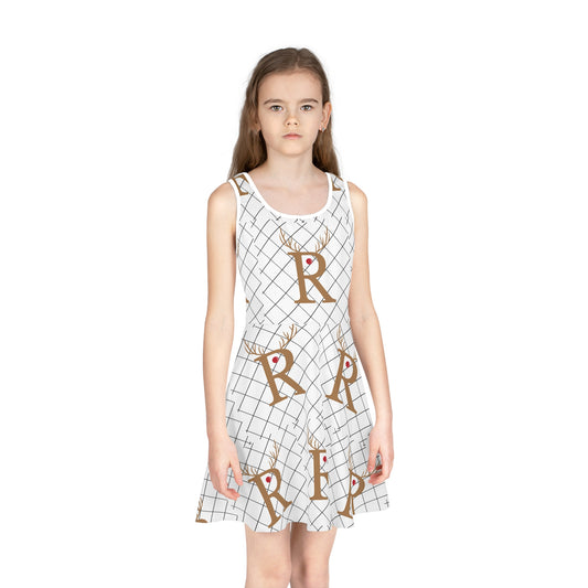 Girls' Sleeveless Sundress (AOP)/R/ Rudolph the Red Nosed Reindeer/White