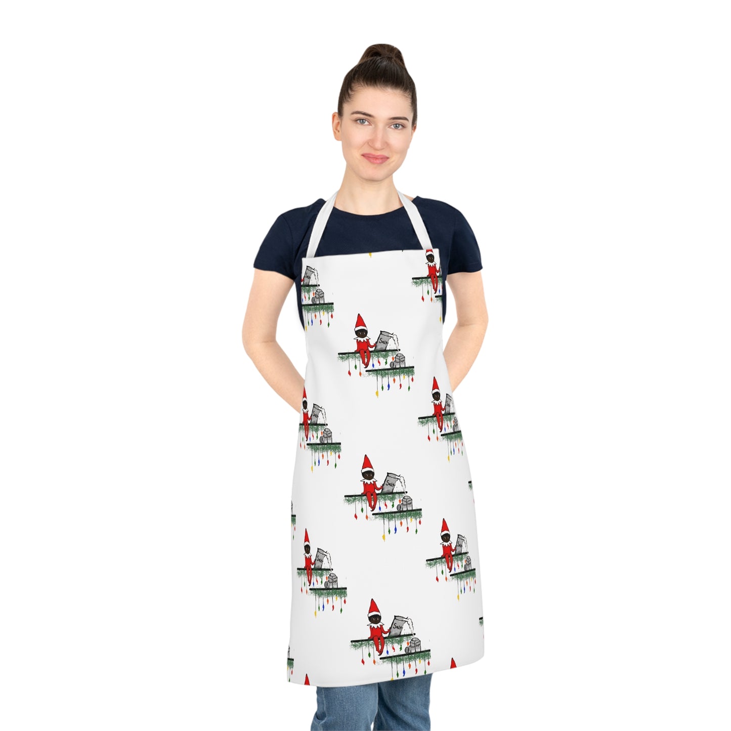 Adult Apron (AOP)/African American Elf on the Shelf/Salt in the Sugar/Holiday