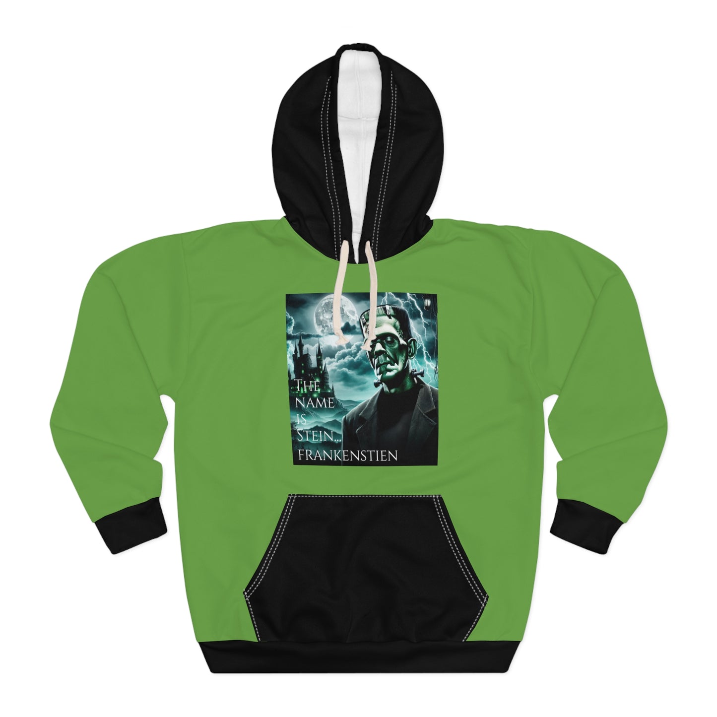 Unisex Pullover Hoodie (AOP)/ The Name is Stein... Frankenstein/Halloween