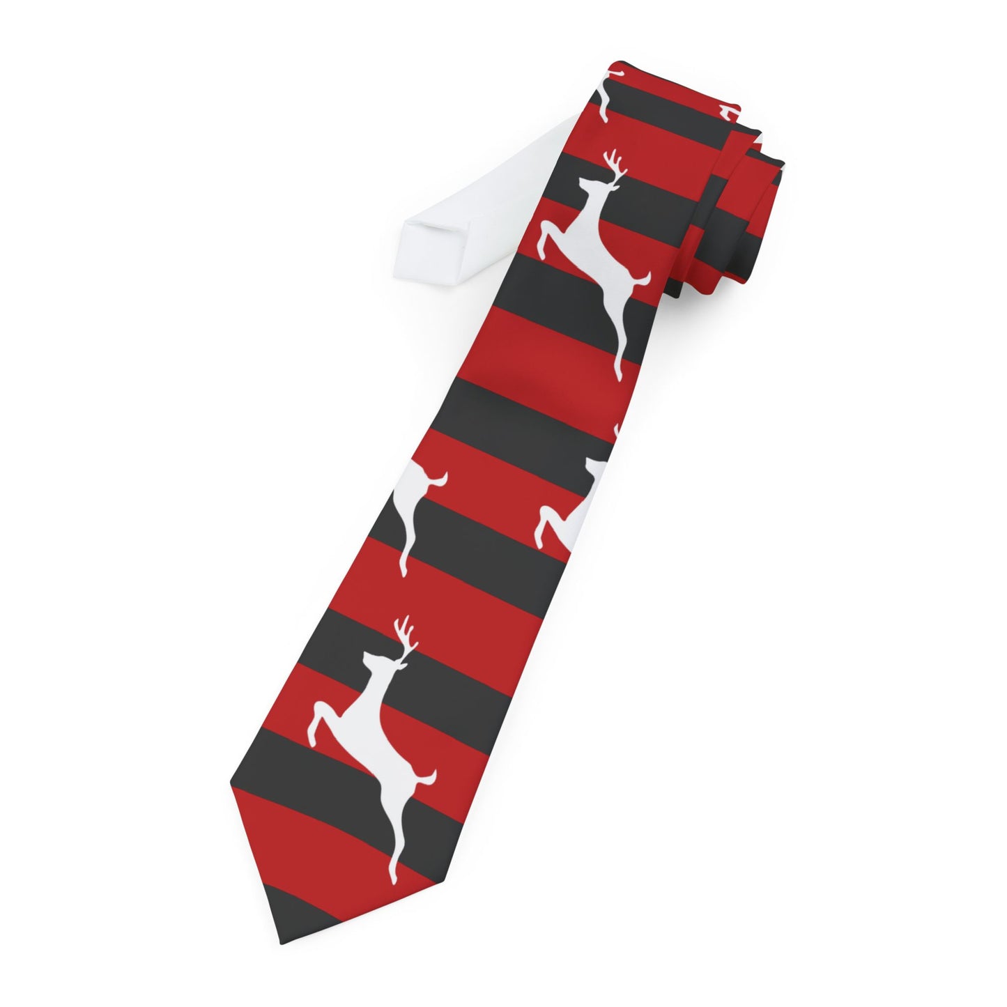 Men's Necktie/ Reindeer Black/Red Striped