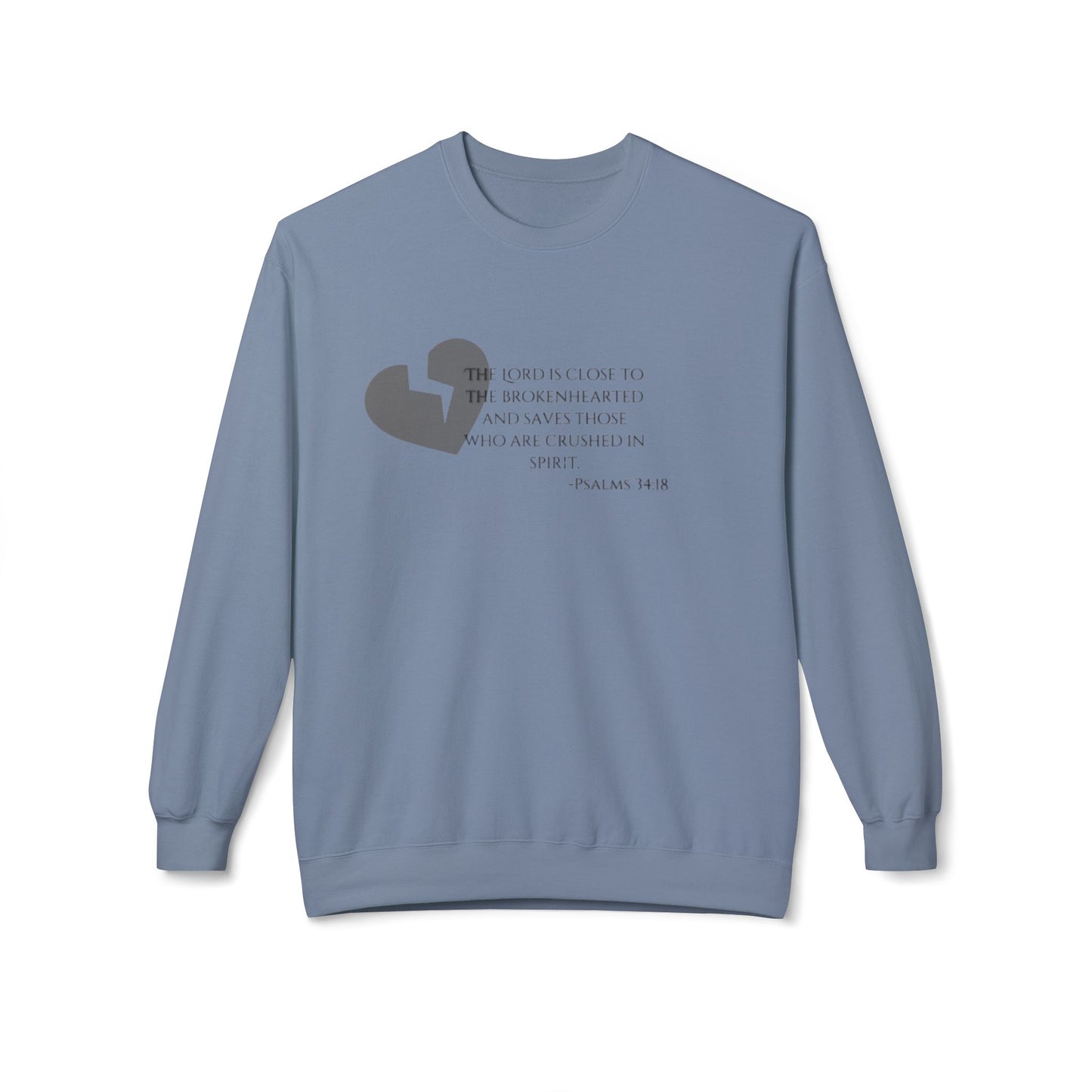 Mens Midweight Softstyle Fleece Crewneck Sweatshirt/Psalms 34:18/Dark Heart