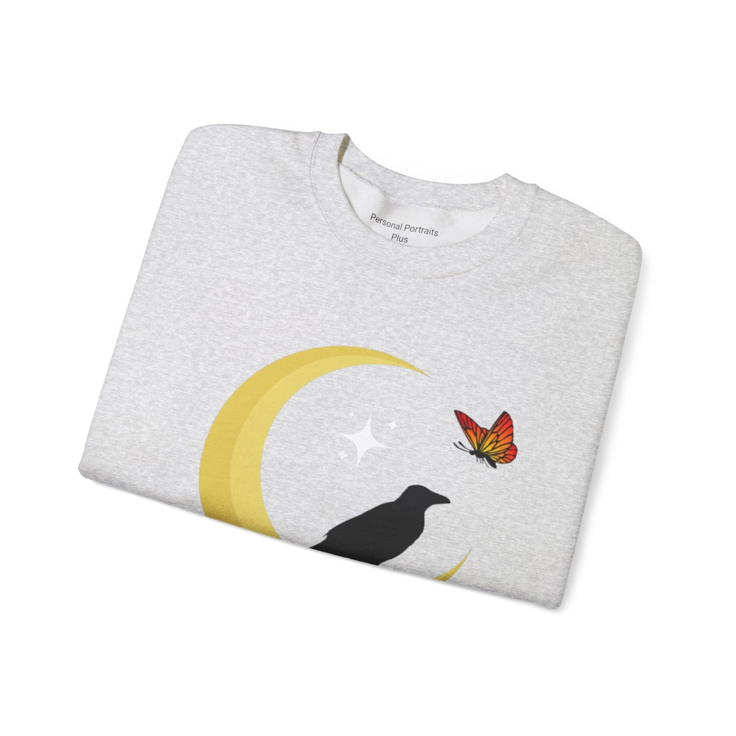 Woman's Heavy Blend™ Crewneck Sweatshirt/ Crow on the moon/White star/Fall