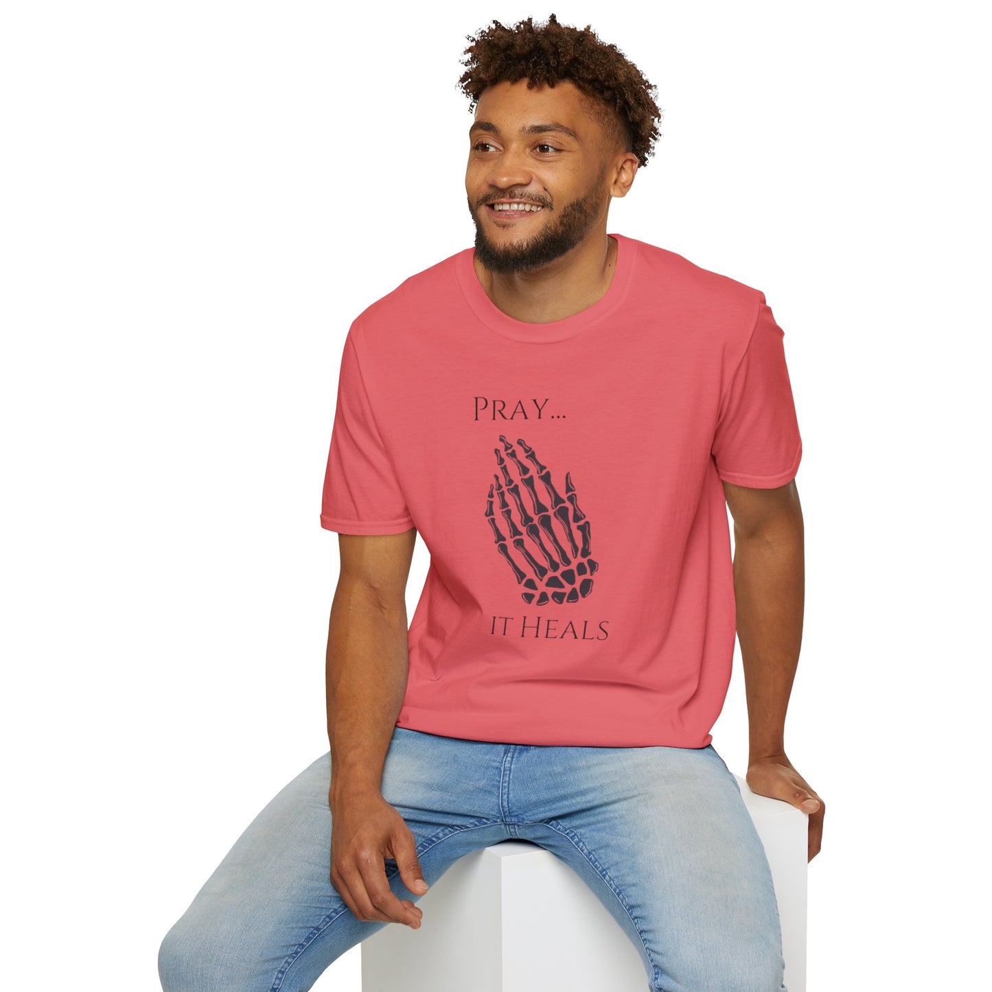 Unisex Softstyle T-Shirt/ Pray It heals/ Skeleton Hands