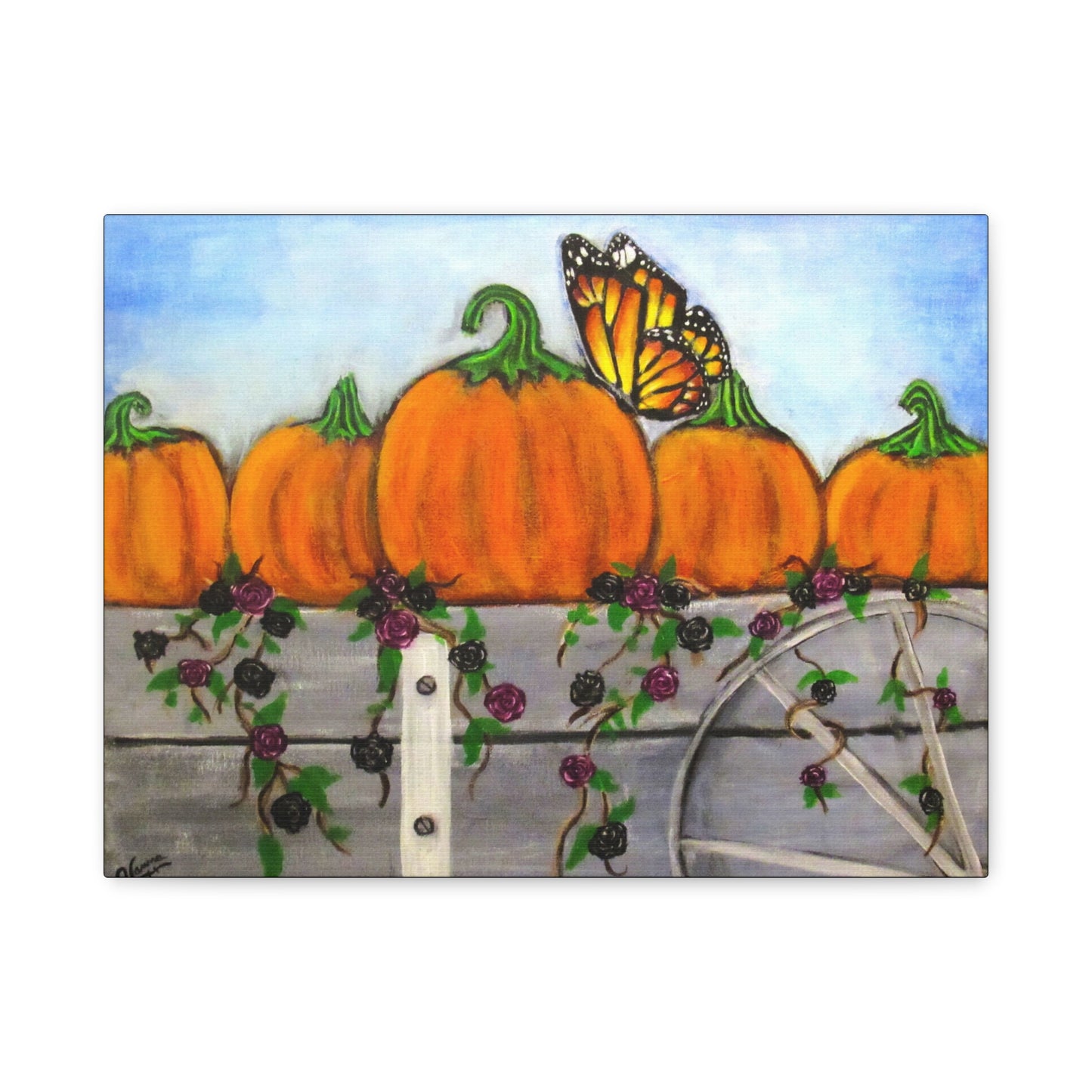 Matte Canvas, Stretched, 1.25"/Fall/Pumpkins in a Wagon