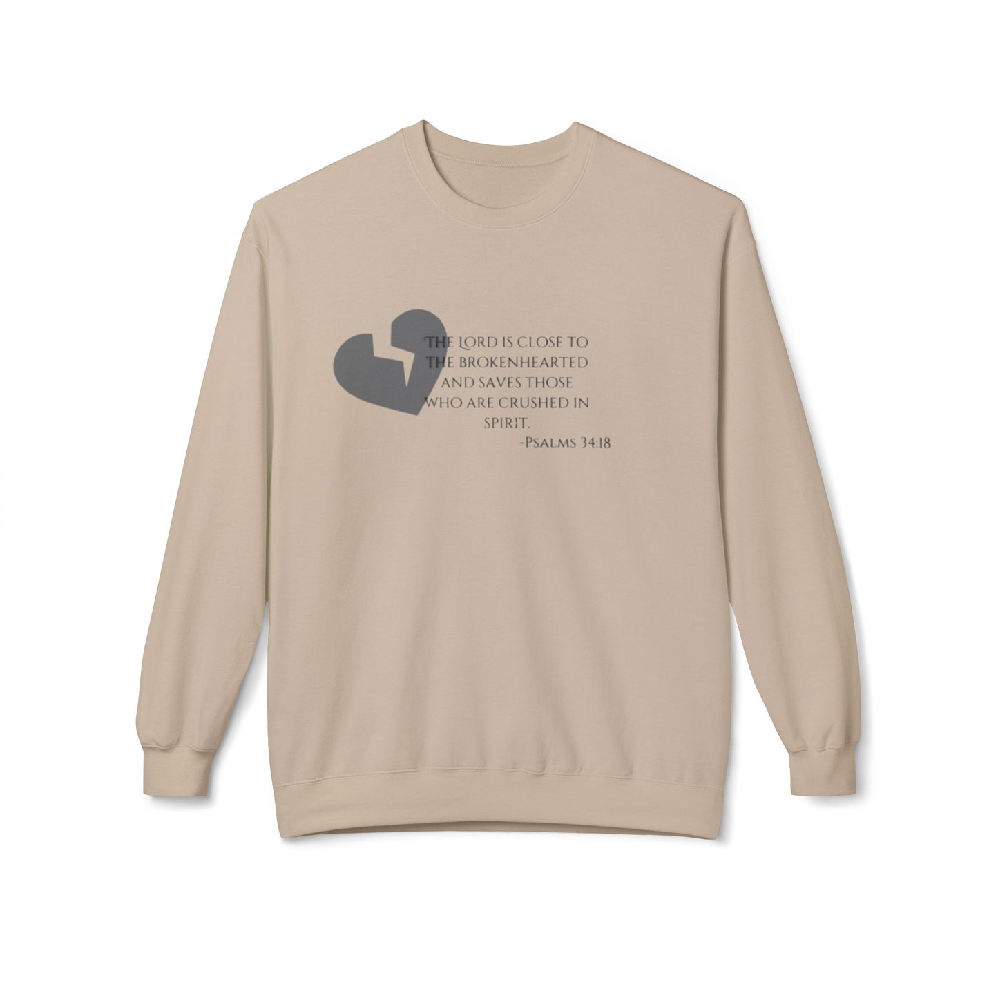 Mens Midweight Softstyle Fleece Crewneck Sweatshirt/Psalms 34:18/Dark Heart