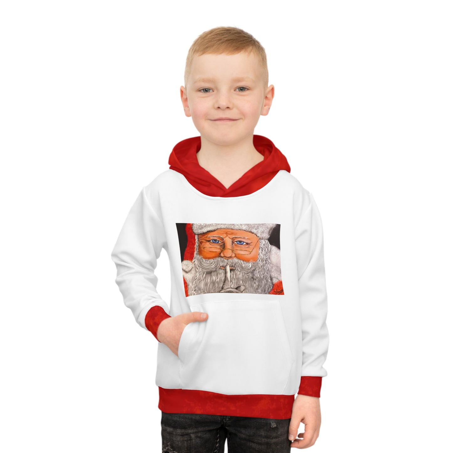 Children's Hoodie (AOP)/Santa/White